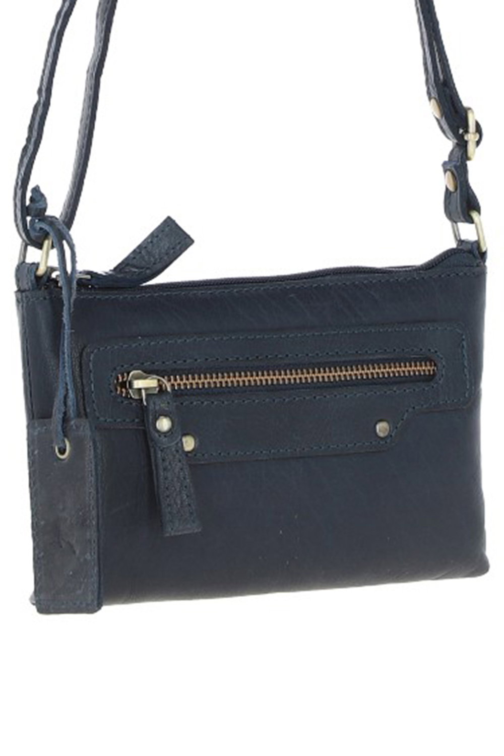 Navy Genuine Leather Crossbody Bag, Image 3 of 6