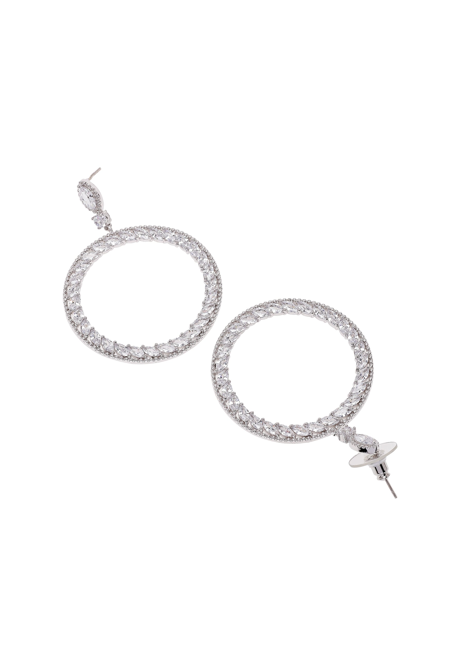 Silver Dazzling Hoop Drop Earrings, Image 3 of 4