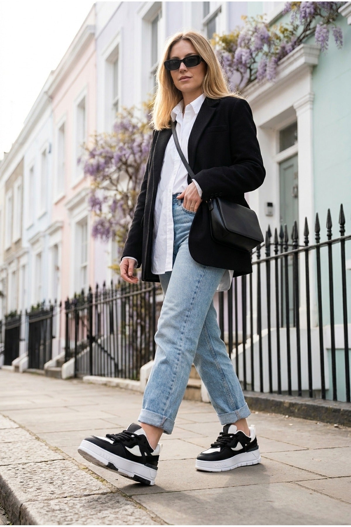 Black Genevieve Monochrome Chunky Sole Trainers, Image 3 of 4