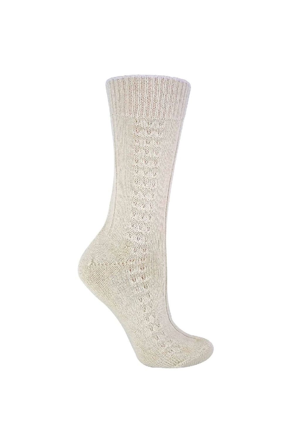 Grey 1 Pack Ladies Lightweight Soft Knitted 100% Pure Wool Bed Socks, Image 1 of 4