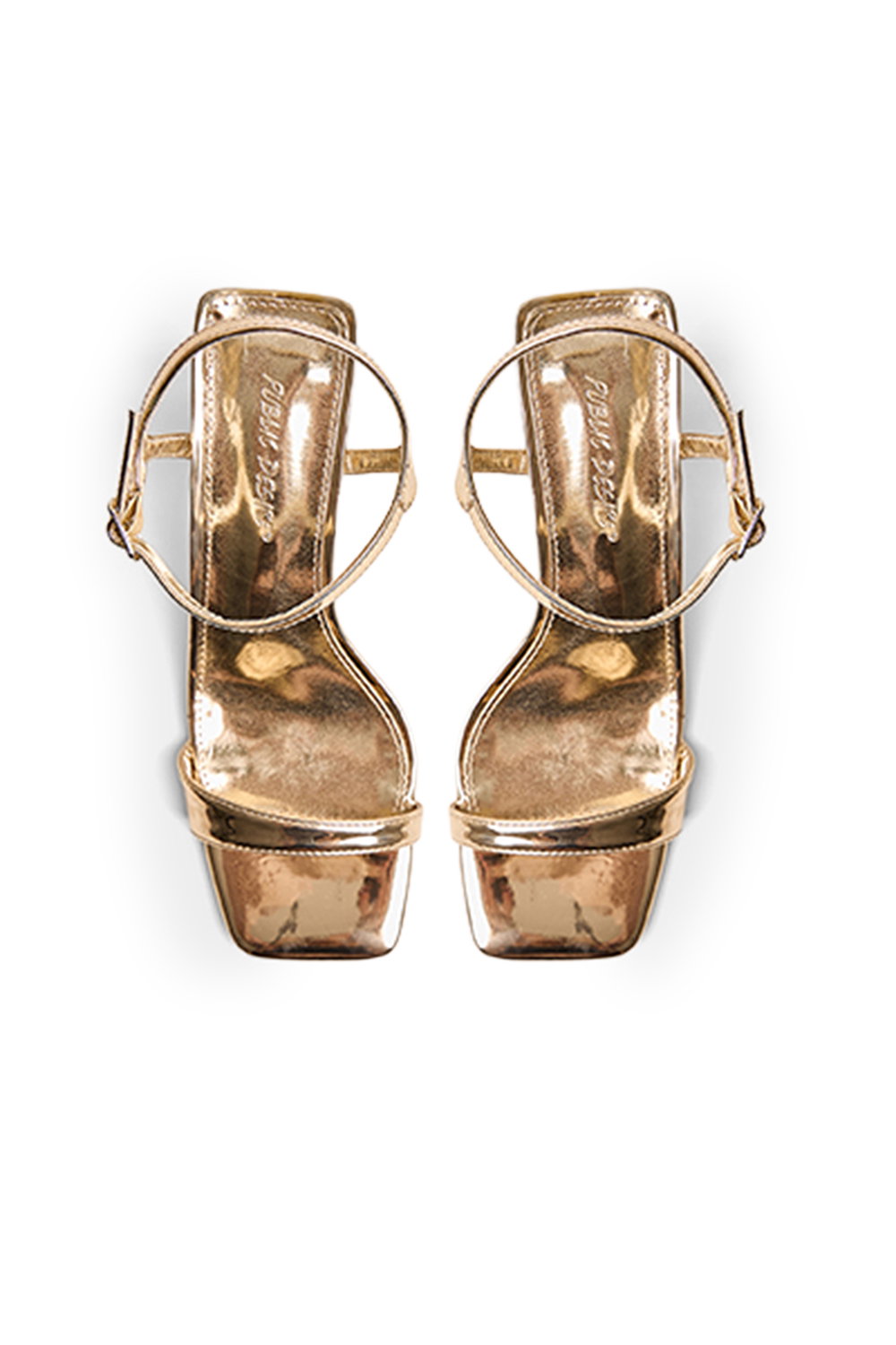 Gold Maryse Gold Pu Barely There Mid Block Heels, Image 2 of 4
