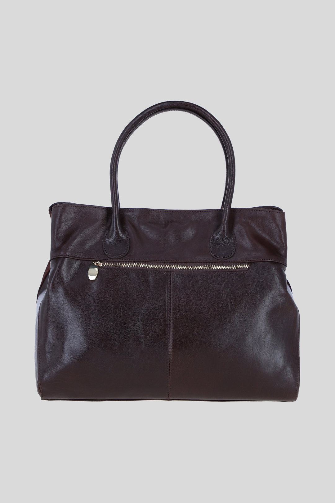 Brown Real Leather and Suede Large Handbag with Detachable Strap, Image 3 of 4