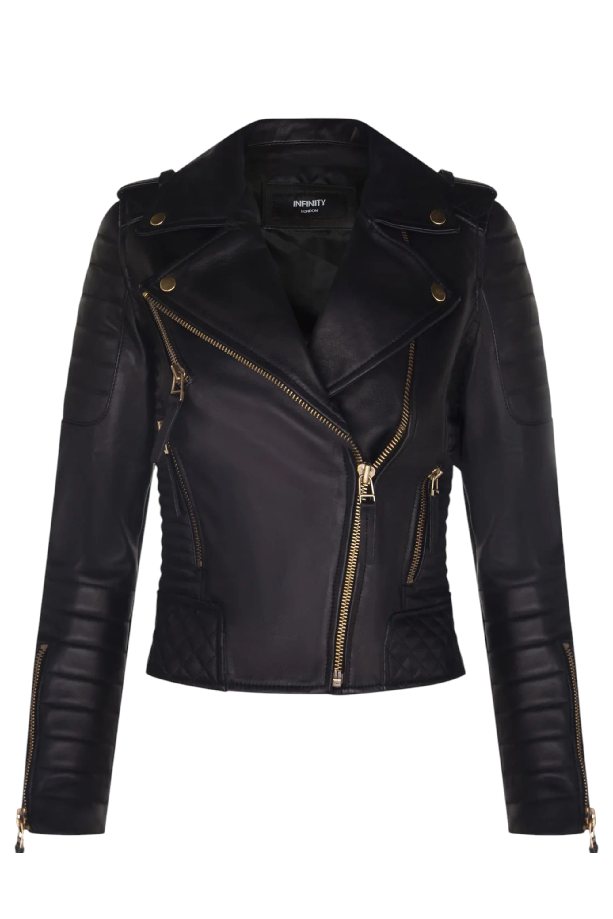 Gold Leather Quilted Brando Biker Jacket, Image 1 of 4