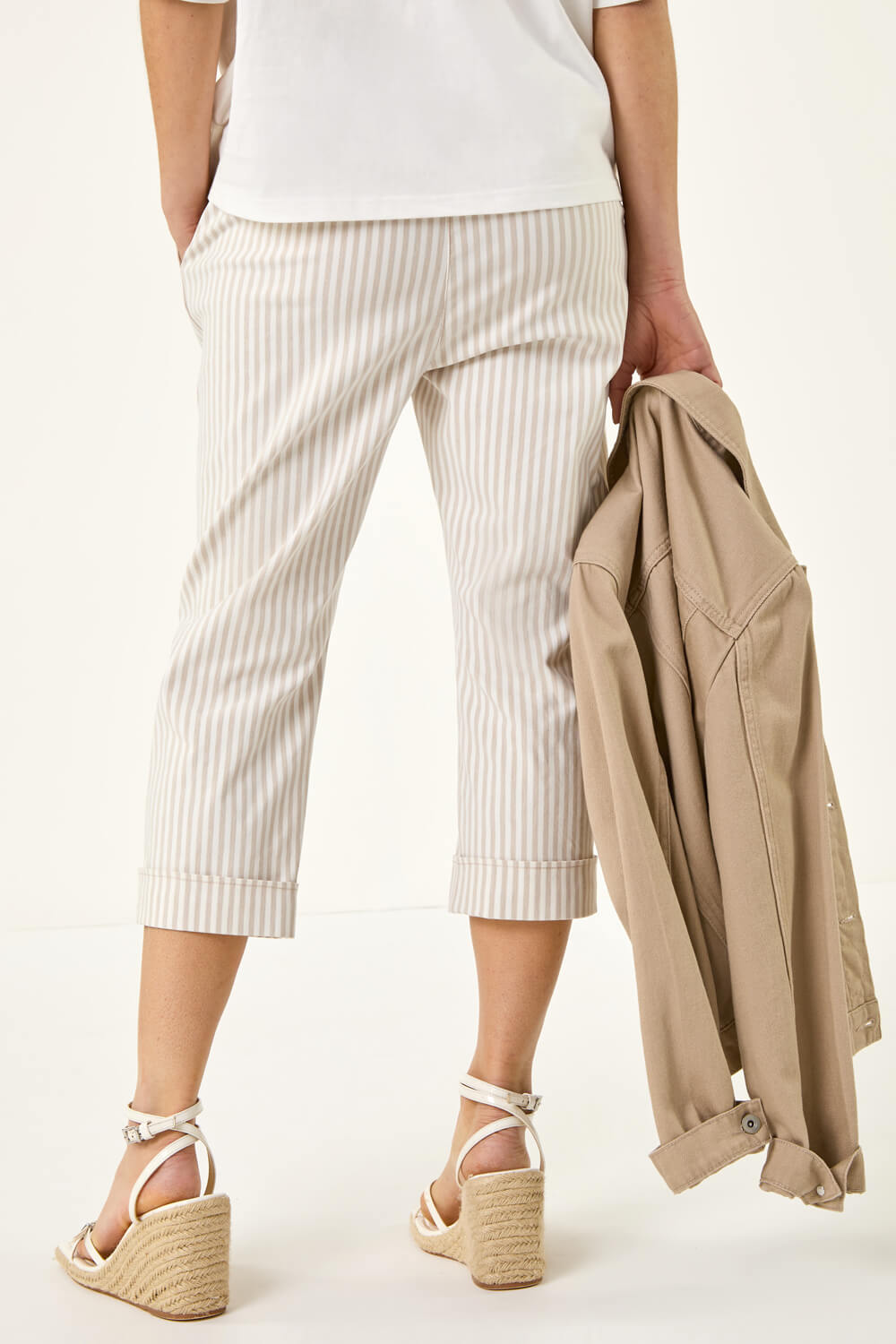 Natural Stripe Rolled Cuff Trouser , Image 4 of 5