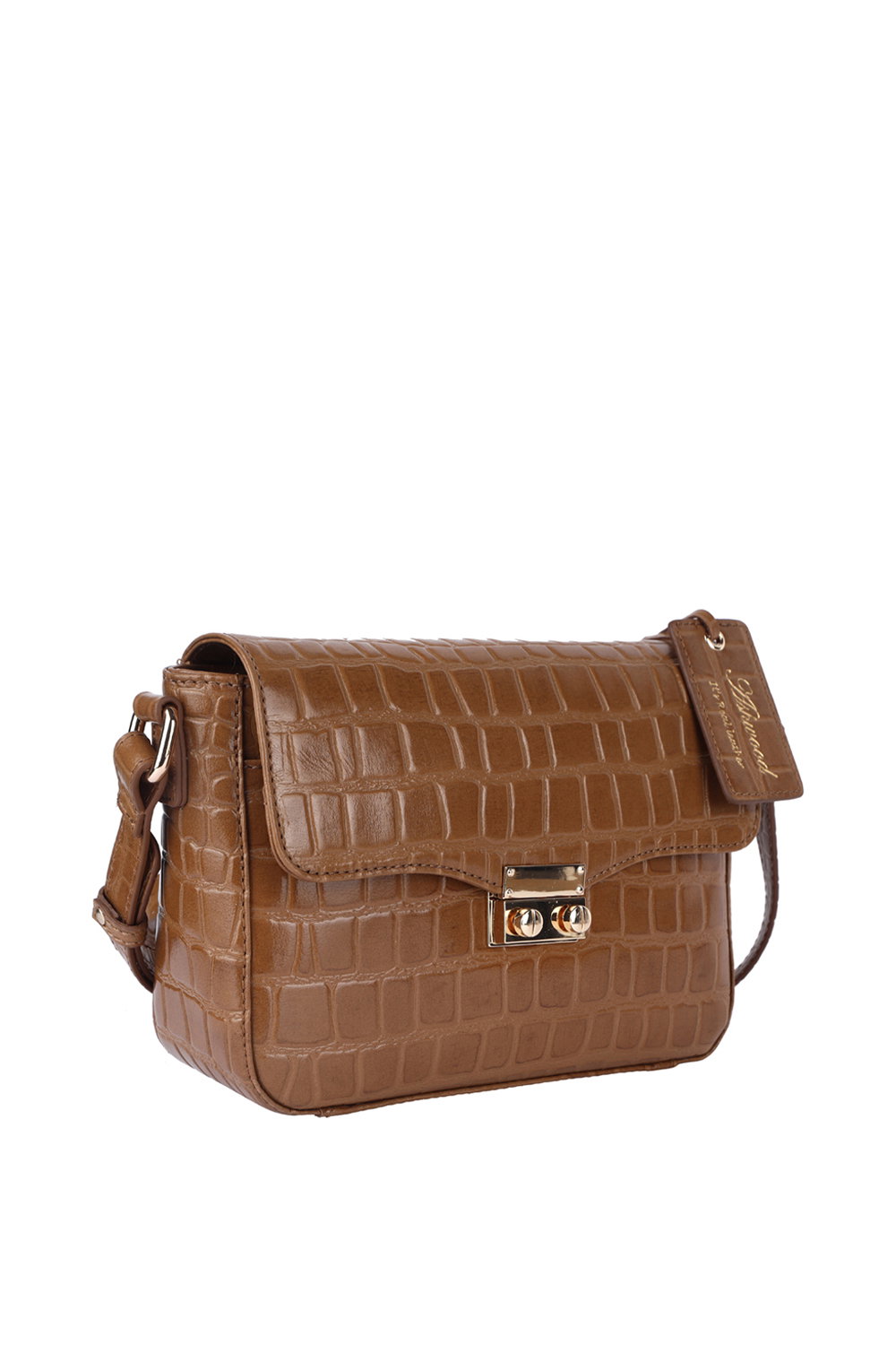 Tan Ashwood Leather Tan 'Elegance' Croc Embossed Leather Cross Body Bag, Image 3 of 5