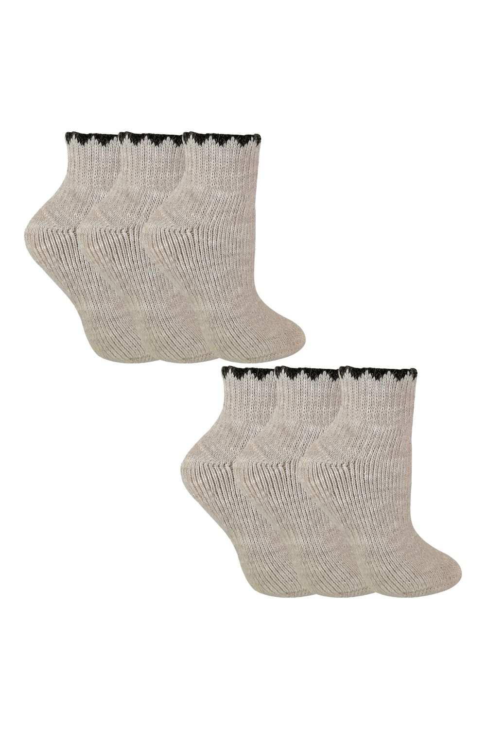 Beige 6 Pairs Ladies Short Alpaca Wool Moisture Wicking Socks, Image 1 of 2