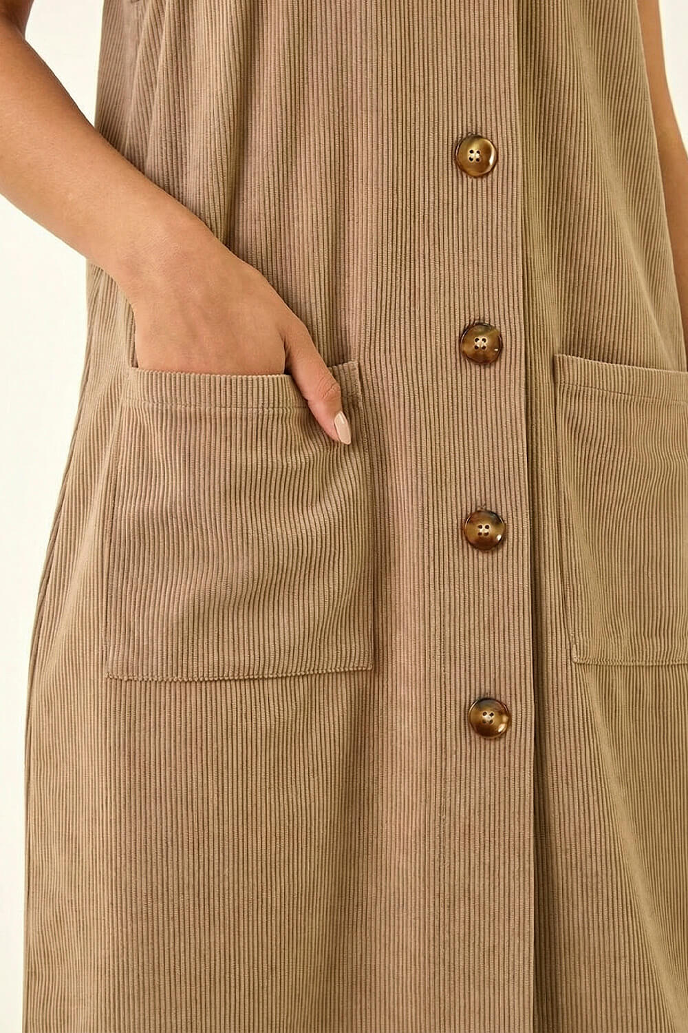 Stone Petite Corduroy Pinafore Dress, Image 7 of 6