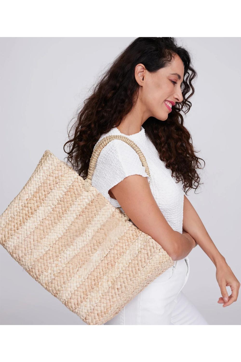 Beige Pia Rossini Beige Dolores - Straw Beach Basket, Image 1 of 2