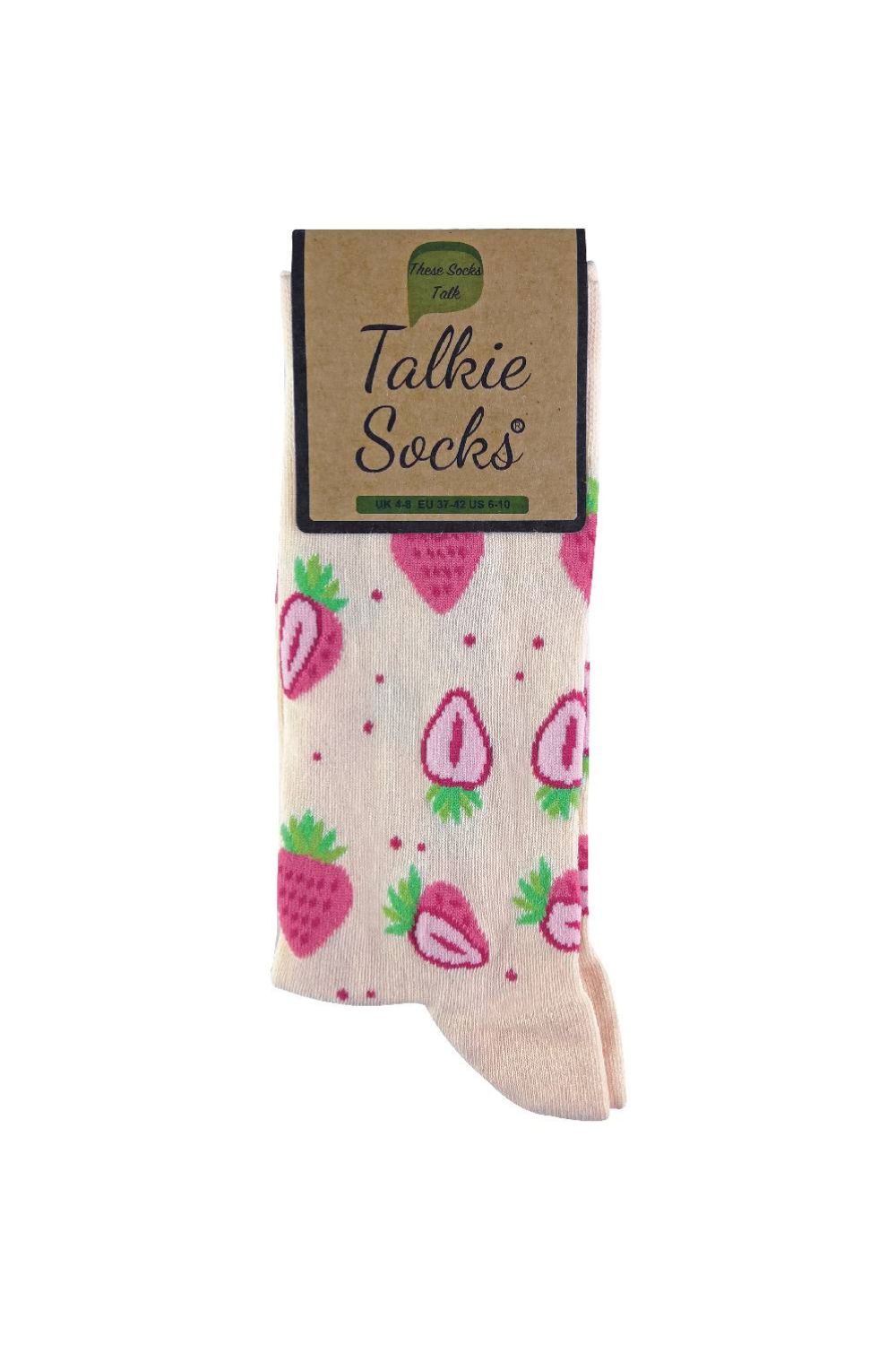 Pink 1 Pack Ladies Cotton Novelty Design Fruit Socks, Image 2 of 5