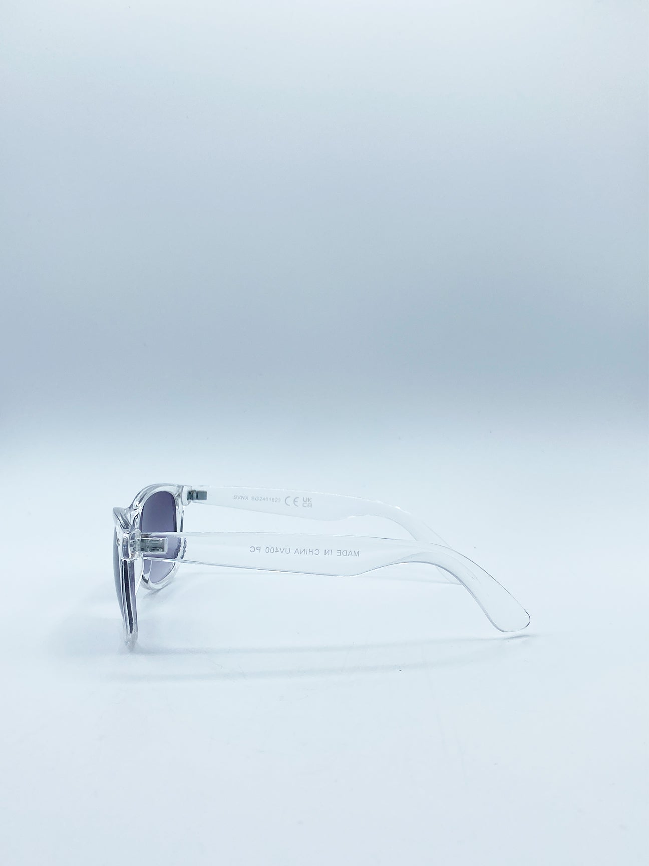 Grey Clear Wayfarer Sunglasses with Graded Grey Lenses, Image 3 of 4