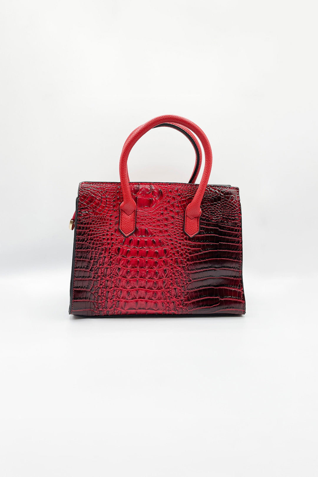 Burgundy Crocodile-Print Handbag, Image 5 of 5