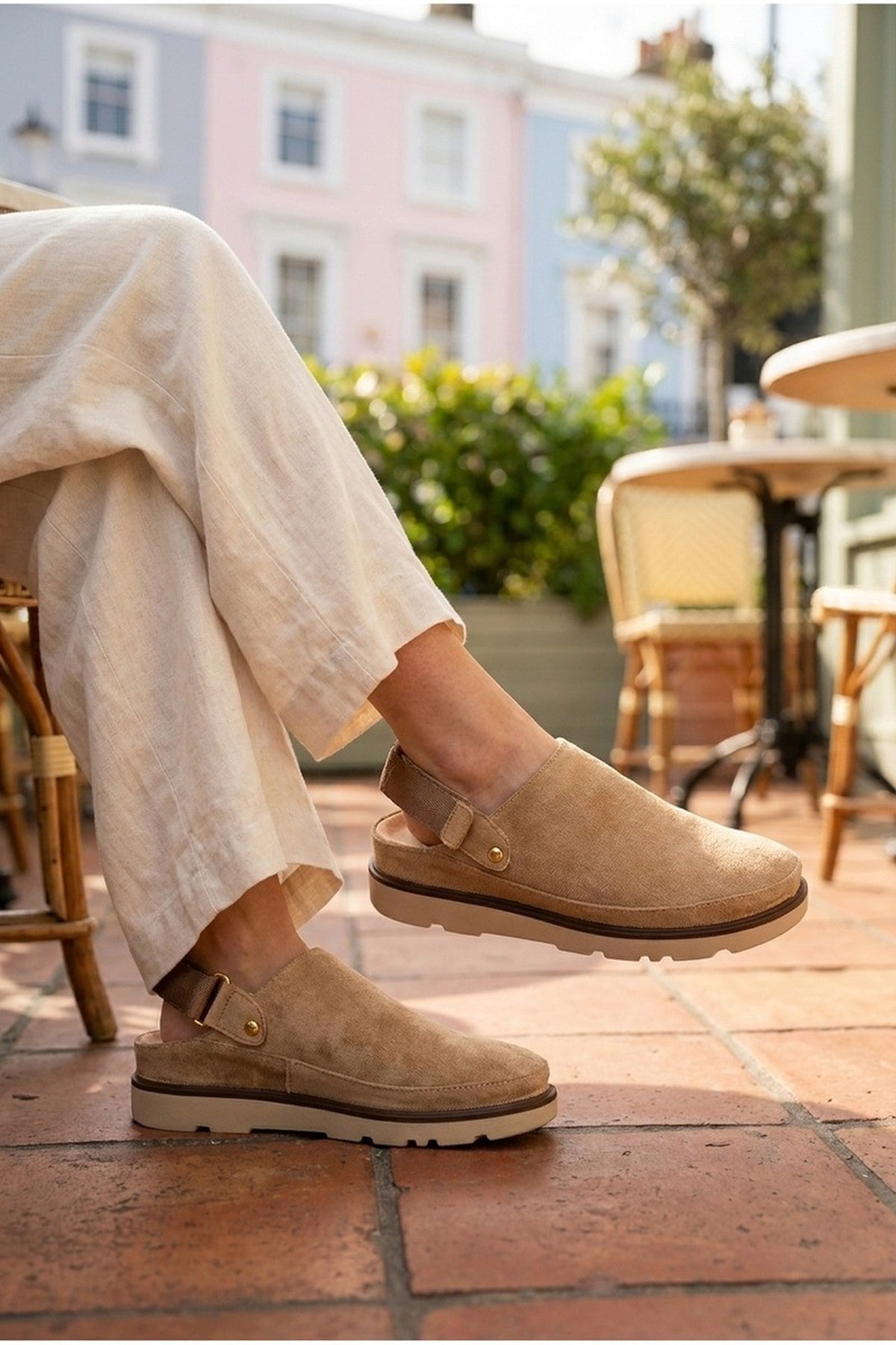 Khaki iKrush Khaki Tara Womens Suede Convertible Slingback Clogs, Image 1 of 4