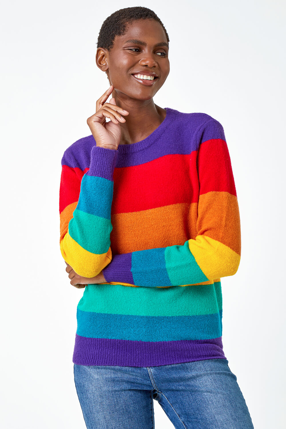 Multi Stripe Print Stretch Knit Jumper, Image 5 of 5