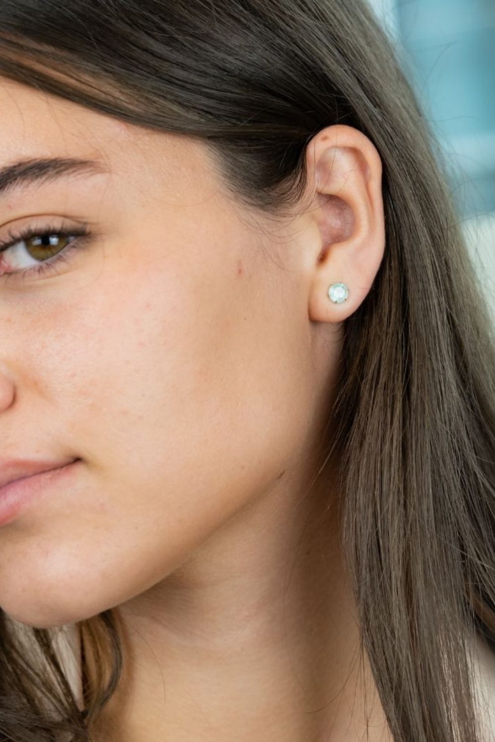 Pink Minimalist Stone Stud Earrings, Image 2 of 2