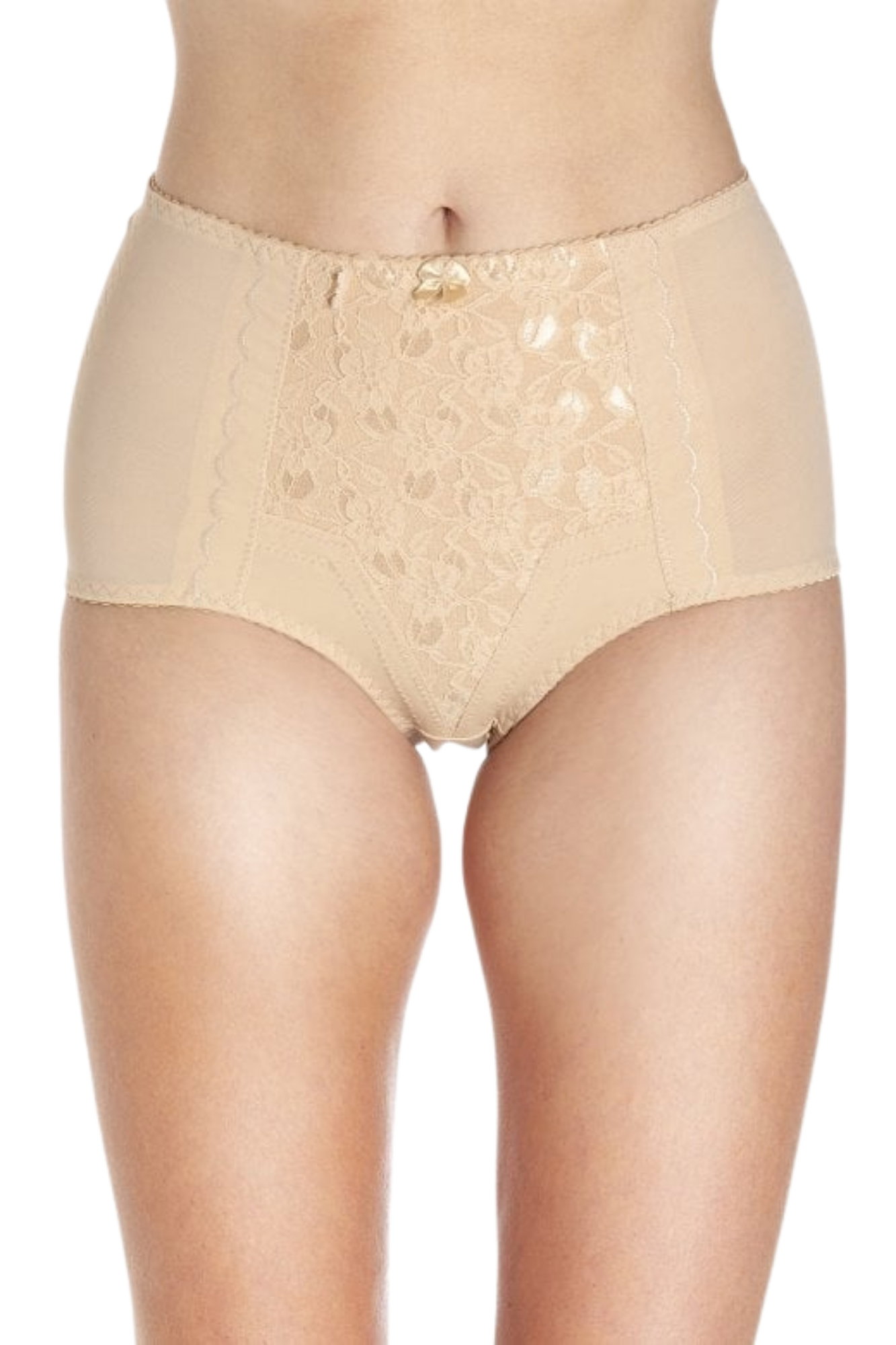 Beige Camille Lingerie Beige 2 Pack Lace Control Briefs, Image 1 of 4