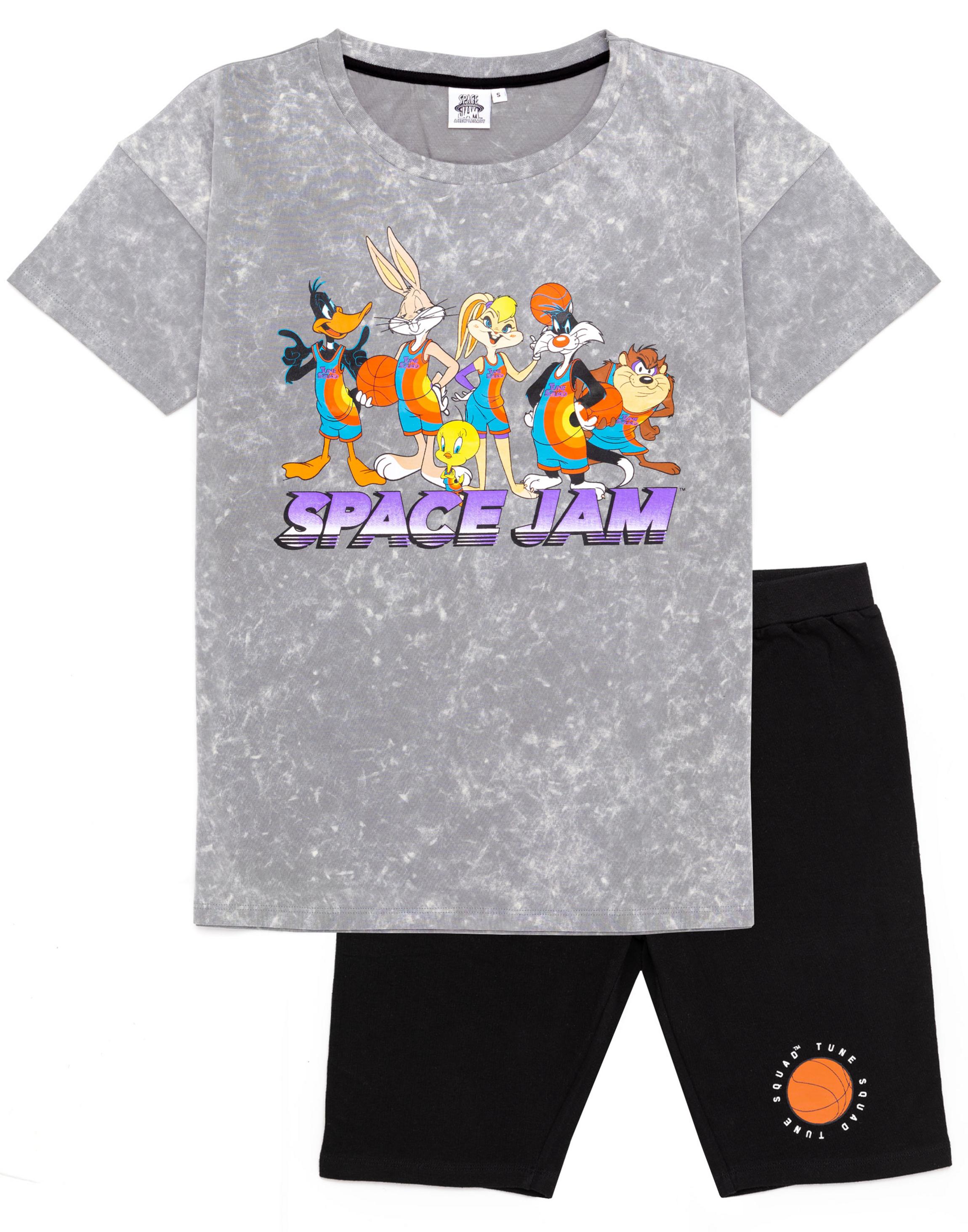 Grey Space Jam Short Sleeve Cycling Short Pyjama, Image 2 of 6