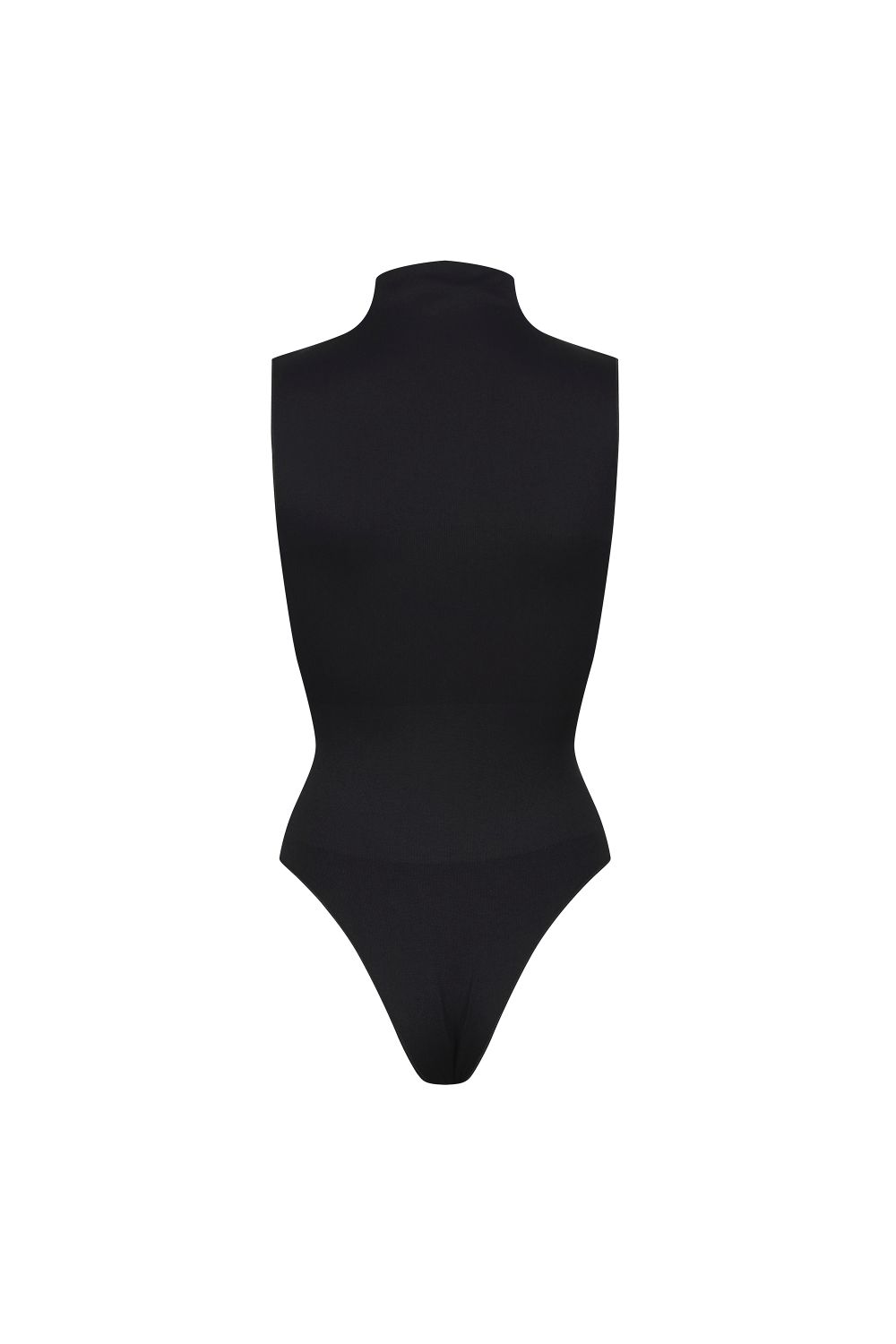 Black Sleeveless Turtleneck Sculpting Bodysuit, Image 2 of 5