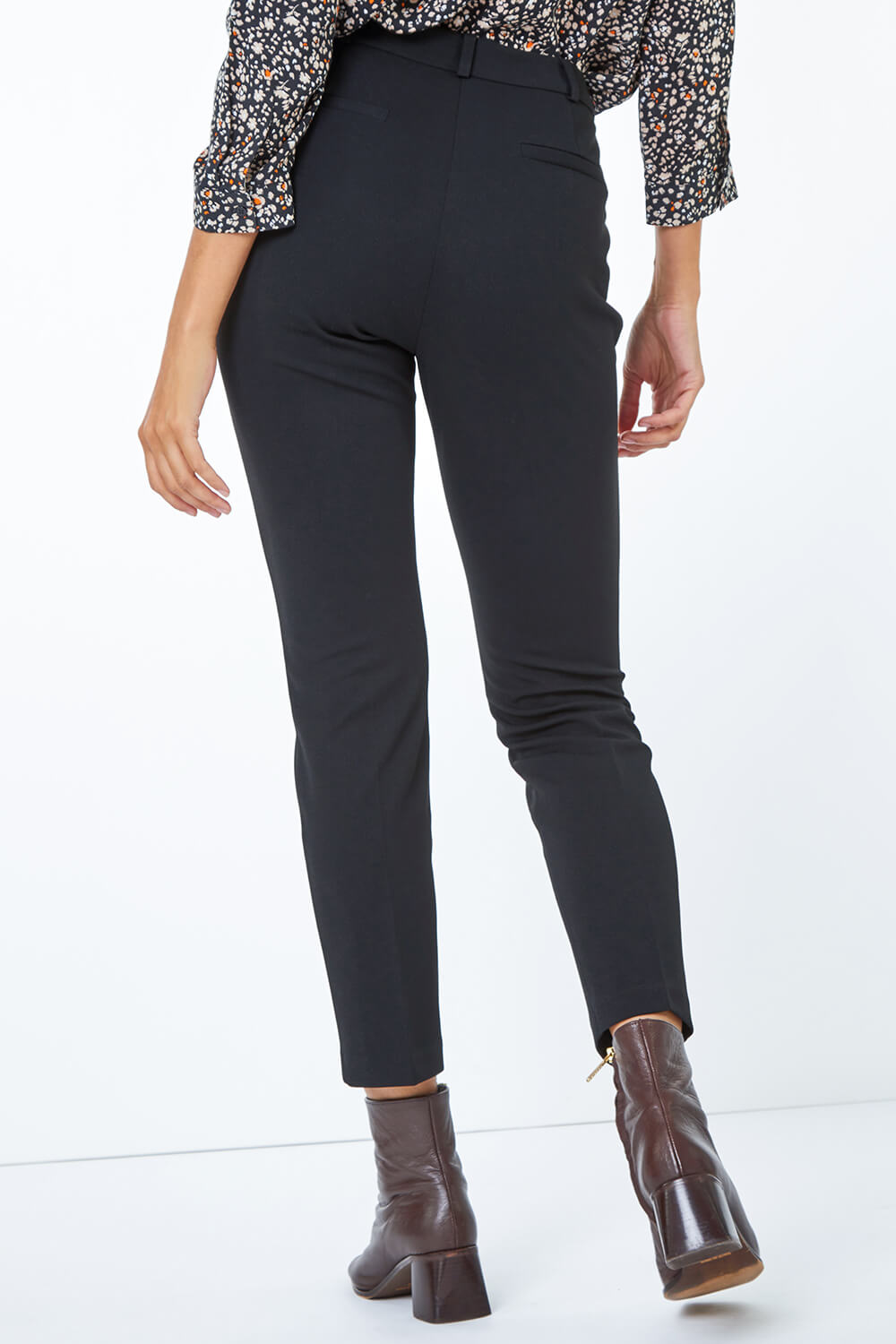 Black Short Tapered Stretch Trousers, Image 5 of 4