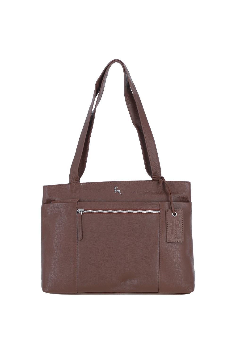 Brown 'Newport' Real Leather Multi-Pocket Shoulder Bag, Image 2 of 5