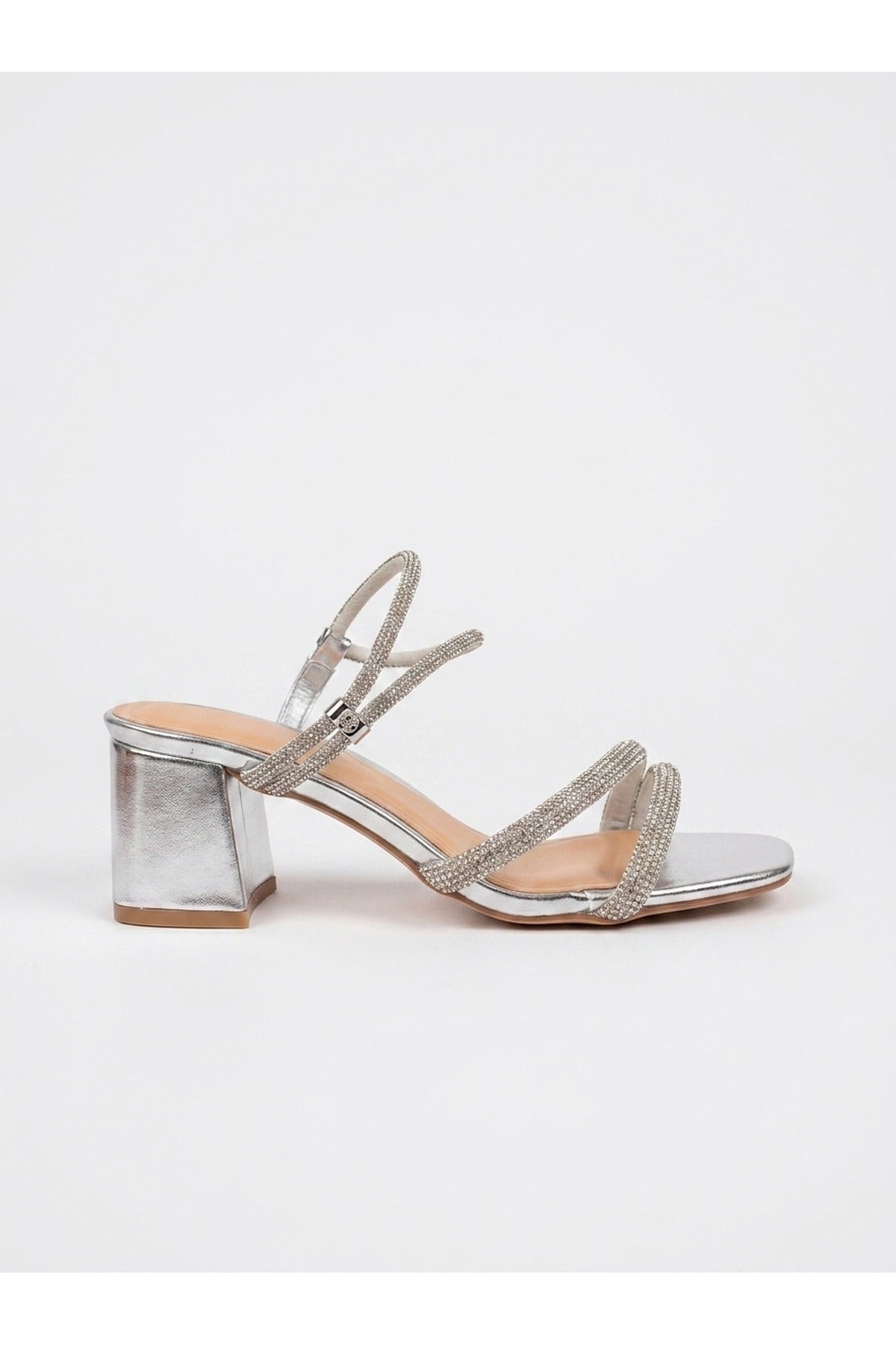 Silver iKrush Silver Constance Metallic Block Heel Sandals, Image 1 of 4