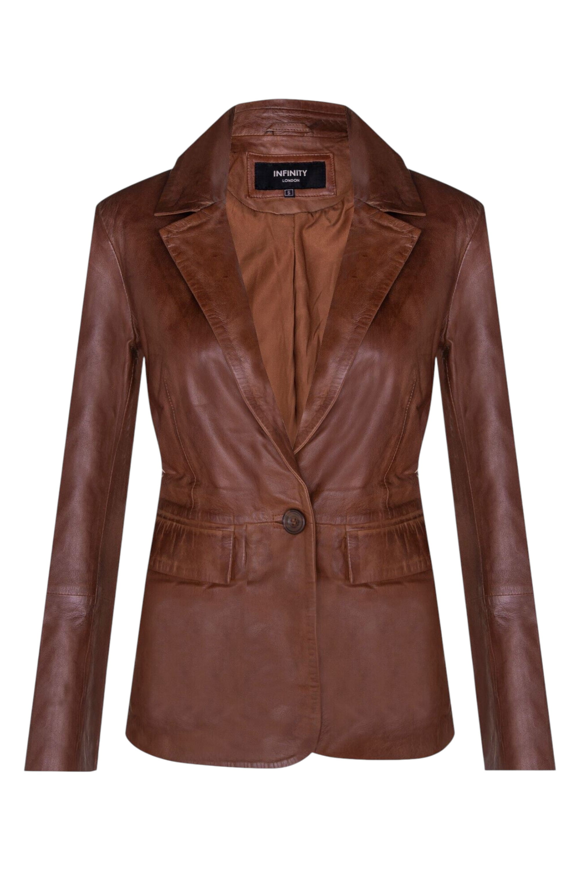 Tan Soft Leather Blazer Jacket-Apeldoorn, Image 2 of 5