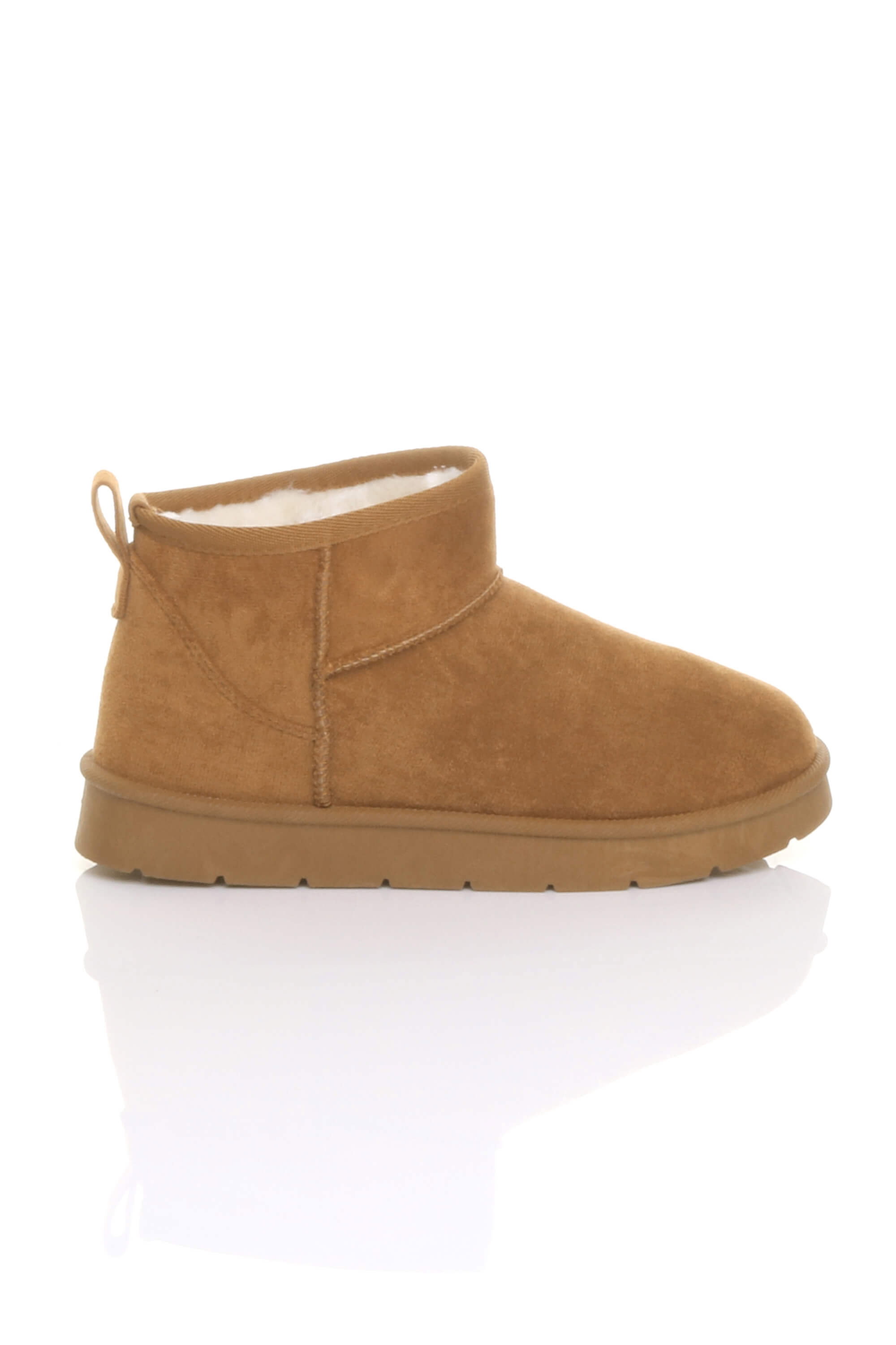 Tan AJVANI Tan Faux Fur Lined Mini Ankle Boot Slippers, Image 1 of 5