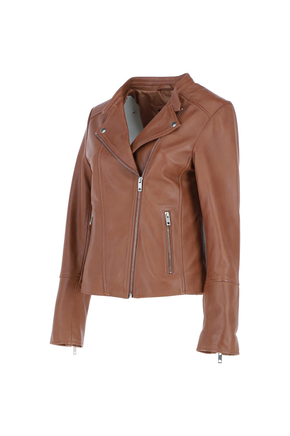 Tan Ashwood Leather Tan 'Vento' Real Leather Biker Jacket, Image 3 of 5