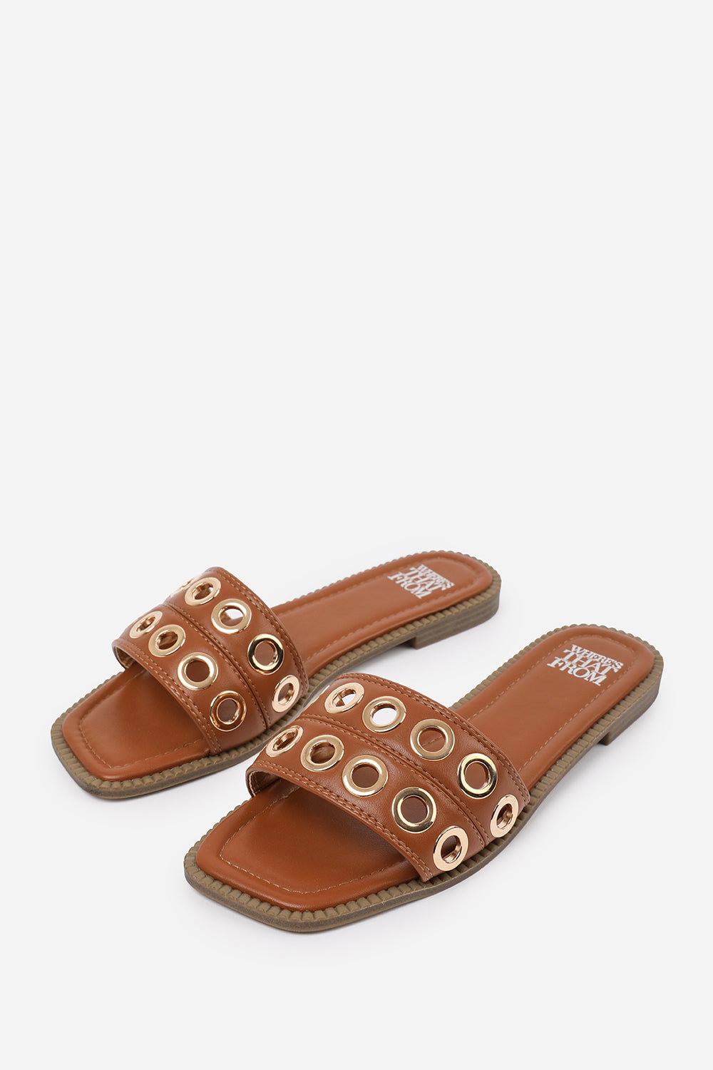 Tan 'Cher' Flatform Sandal With Stylish Eyelet, Image 3 of 5