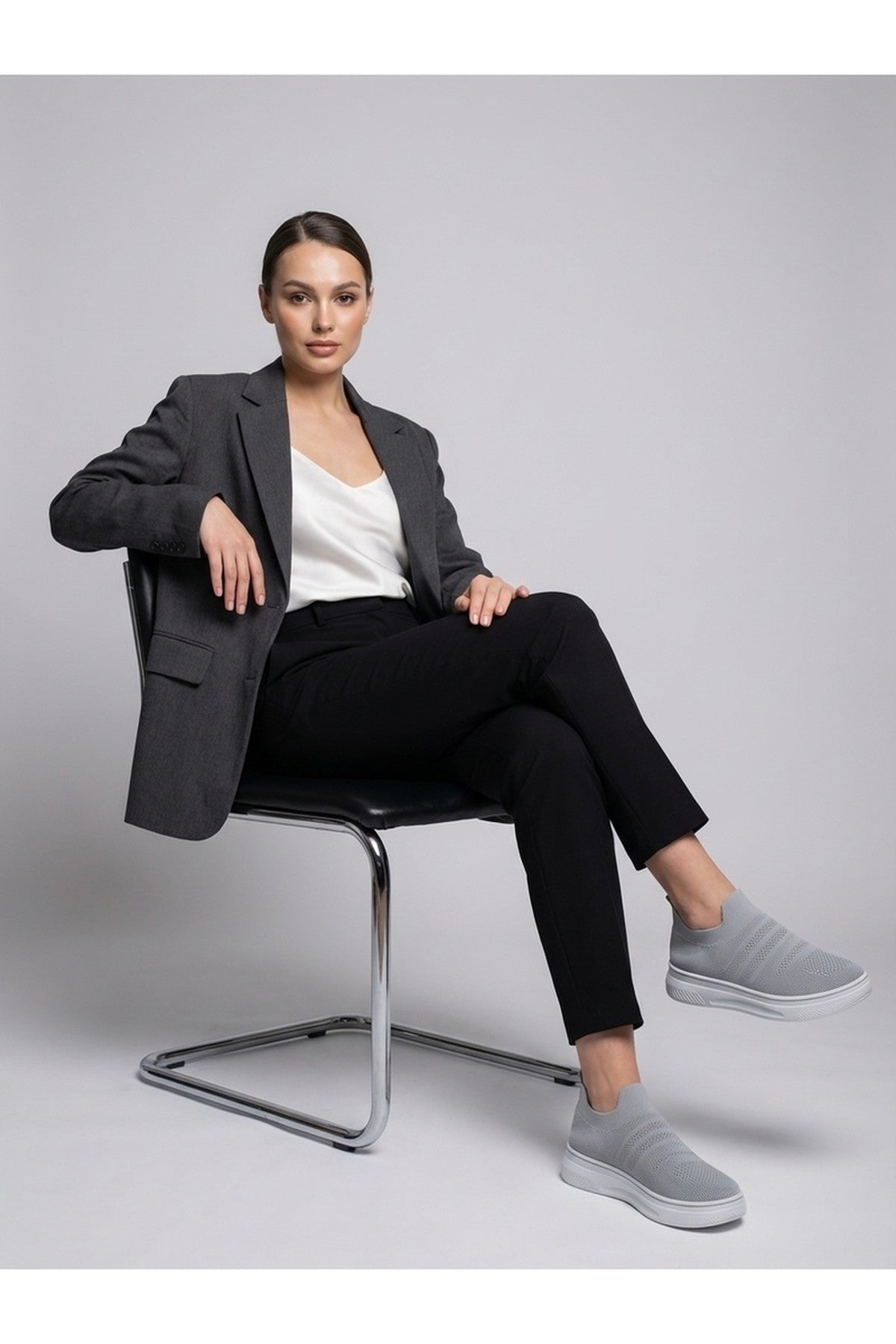 Grey iKrush Grey Grace Knit Slip On Trainers, Image 2 of 8
