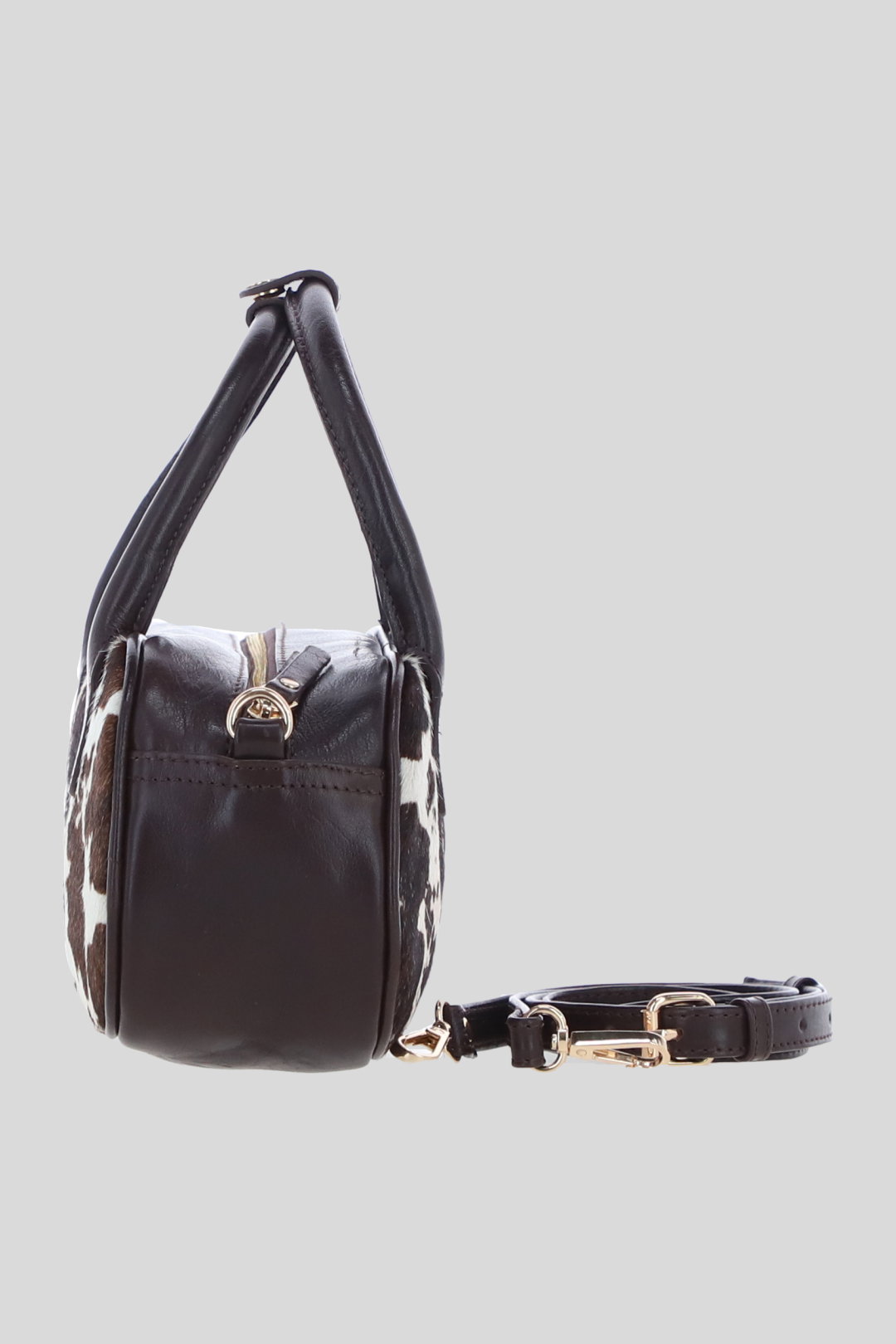 Multi Real Hair-On Leather Mini Bowler Handbag, Image 4 of 4