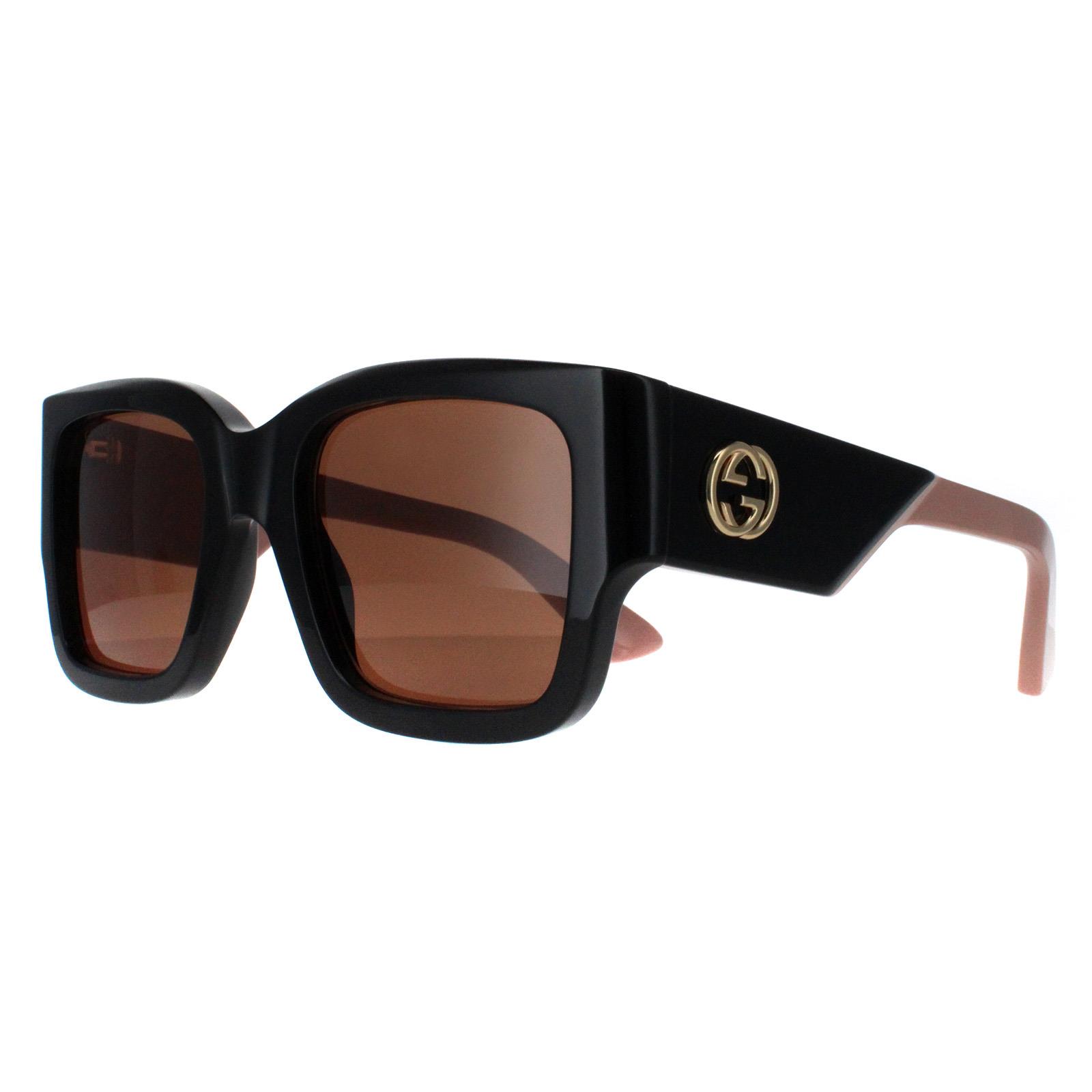 Black Gucci Black Square Black with Nude Pink Brown GG1663S, Image 2 of 4