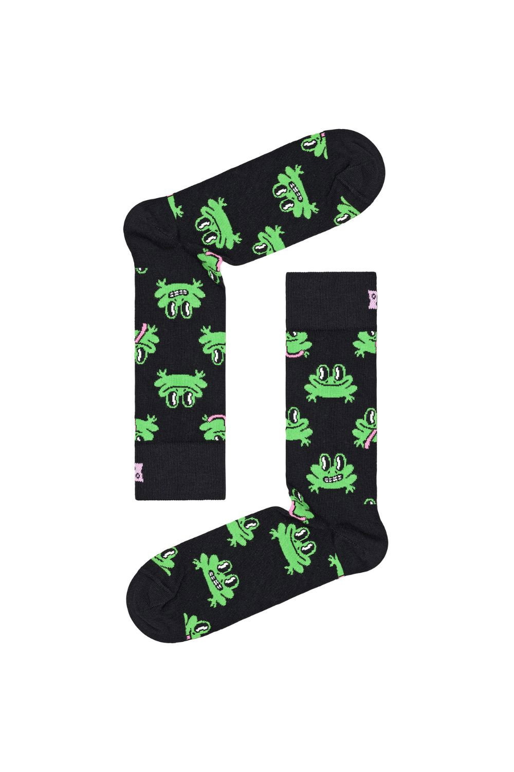 Green 1 Pack & Cotton Black Frog Design Socks, Image 2 of 3