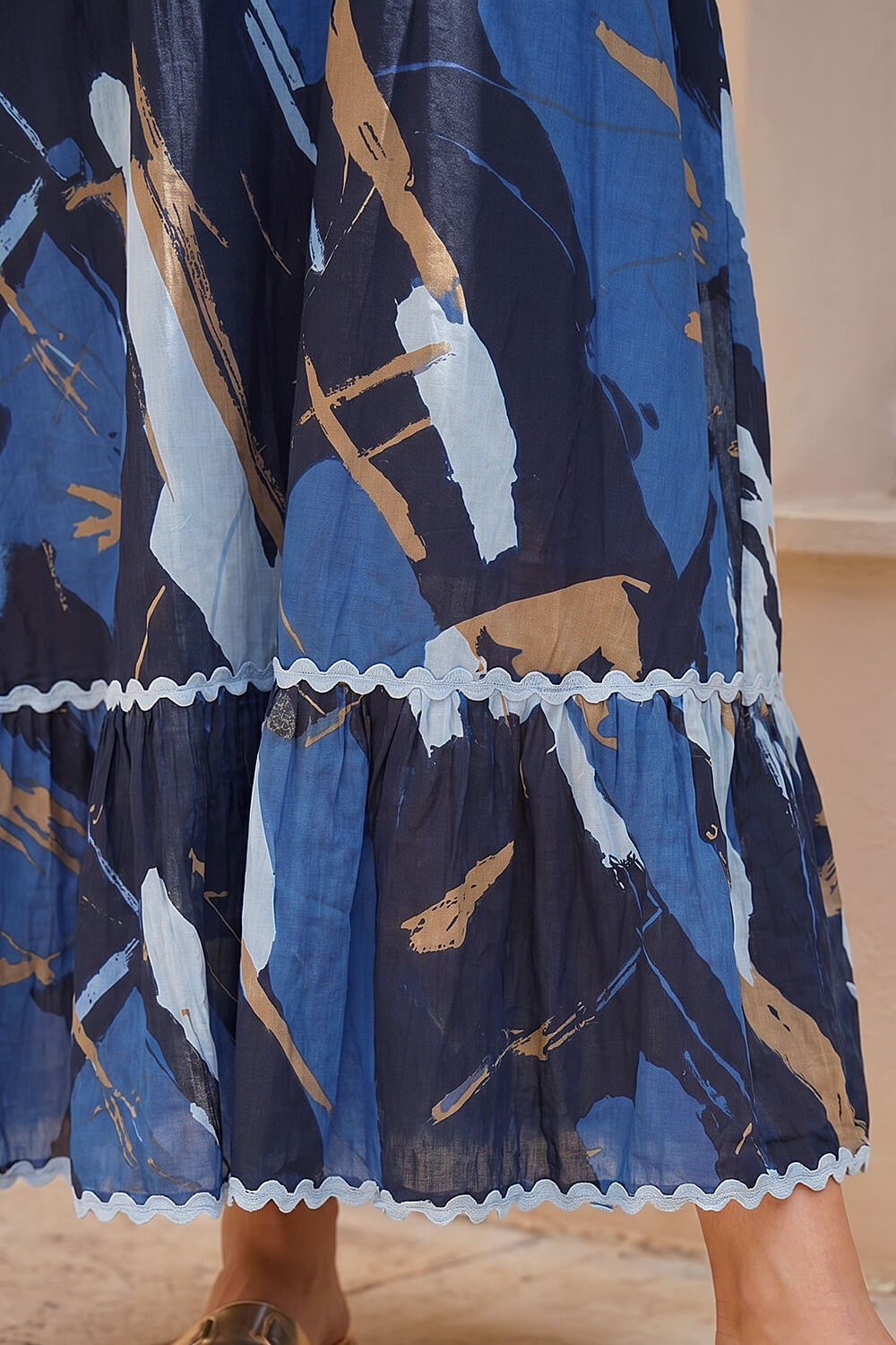 Blue Dusk Abstract Ric Rac Maxi Dress, Image 5 of 4