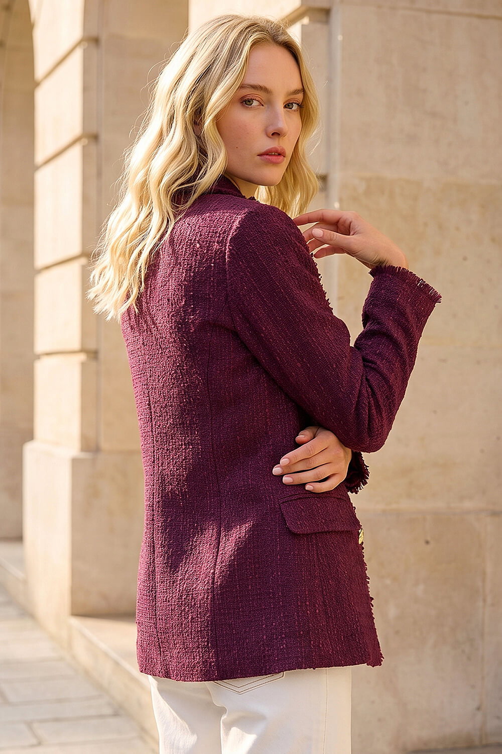 Port Frayed Edge Boucle Jacket, Image 4 of 4