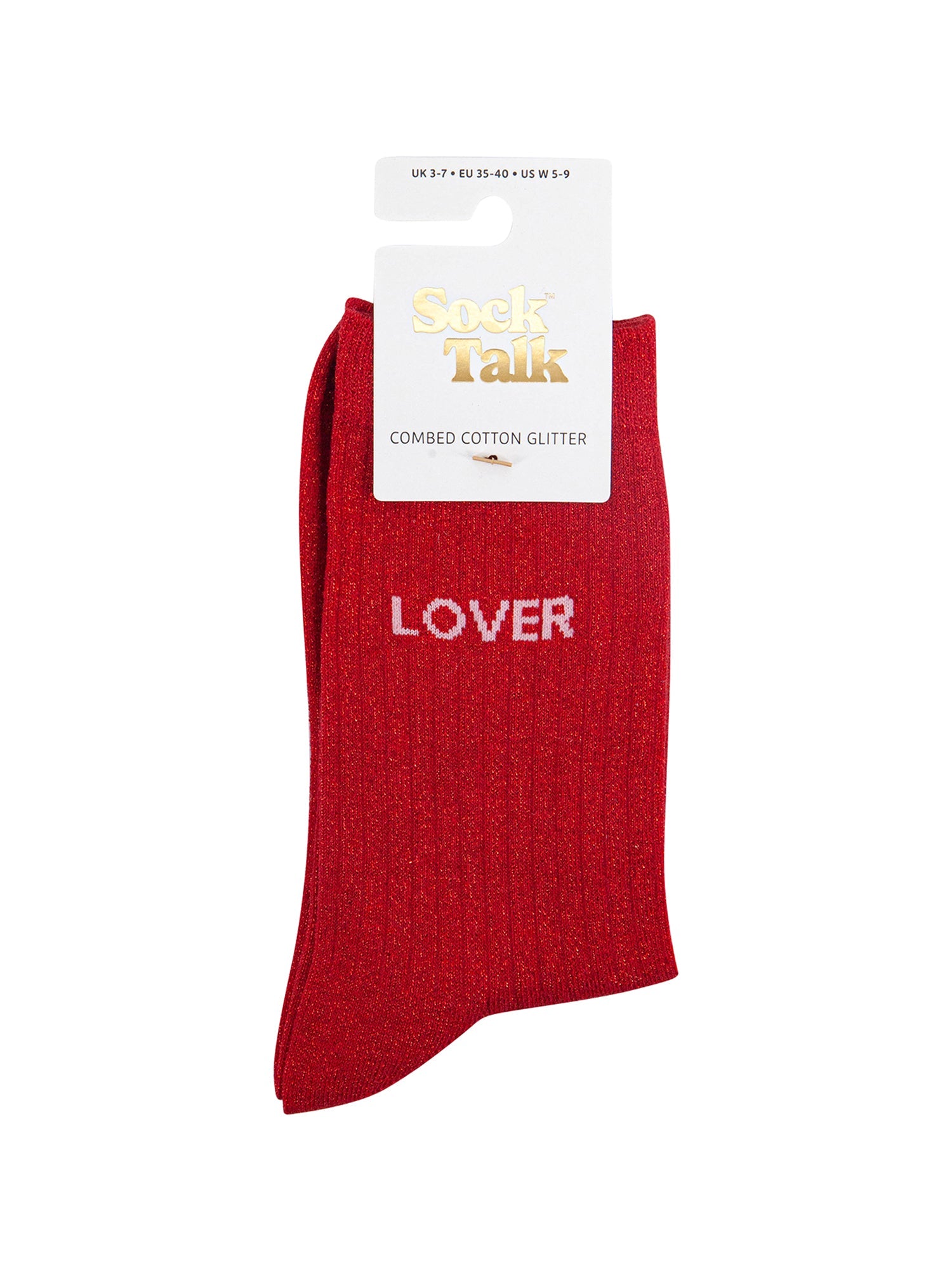 Red Lover Combed Cotton Glitter Socks, Image 4 of 4