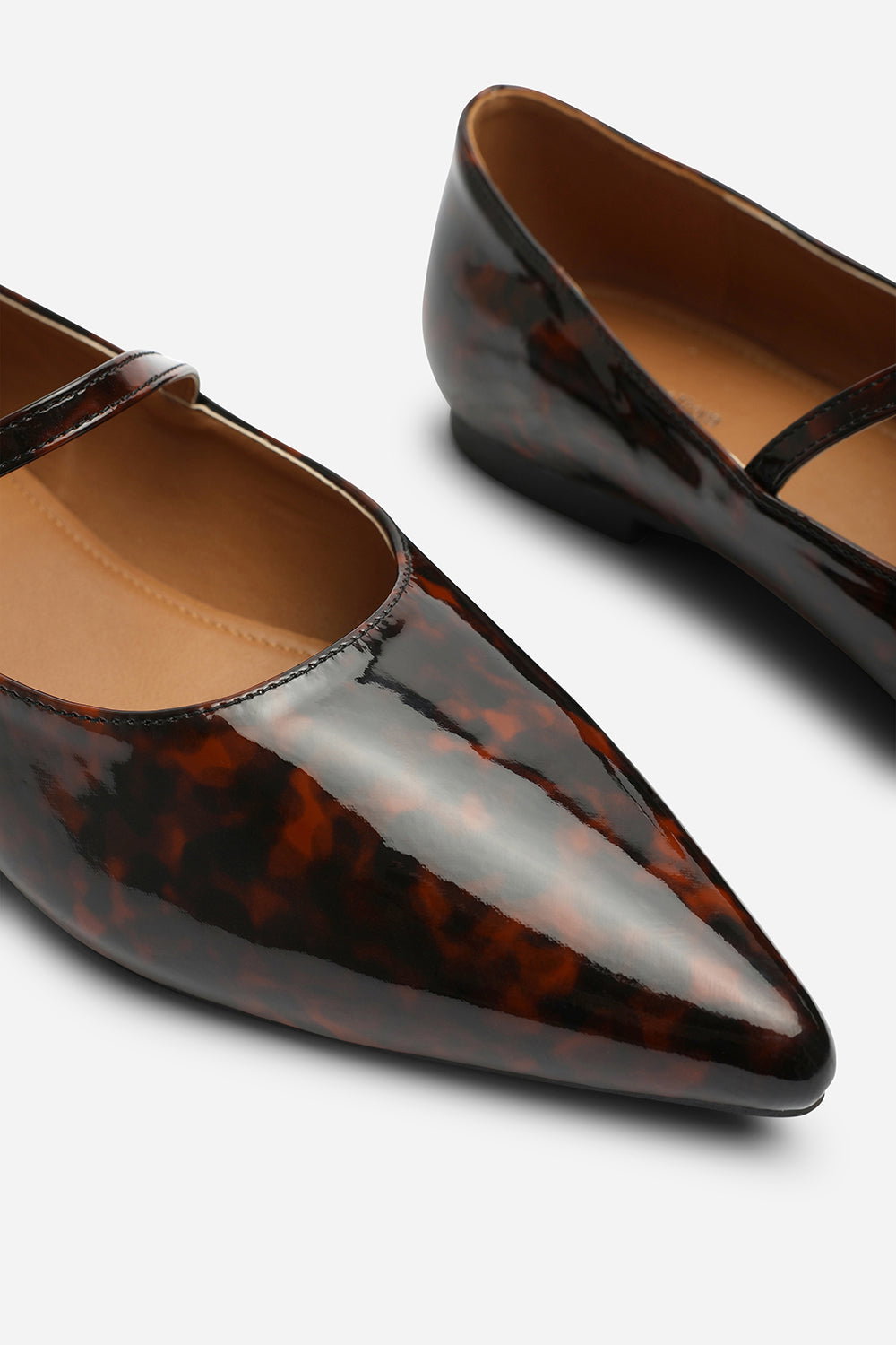Tortoishell Novalee Pointed Toe Mary Jane Front Strap Ballet Flats, Image 5 of 7