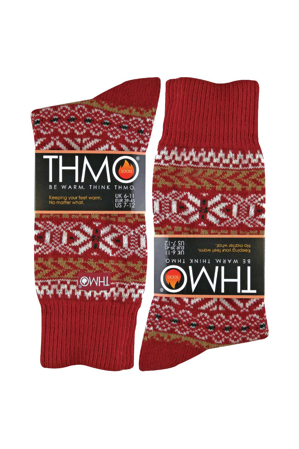 Red 1 Pack Vintage Nordic Thermal Thick Wool Blend Socks, Image 2 of 5