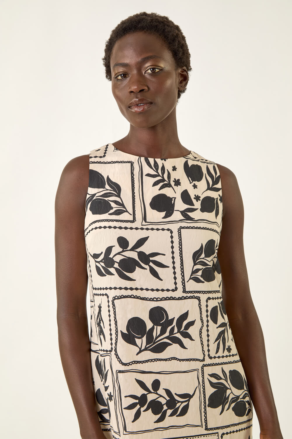 White Floral Mono Print Shift Dress, Image 5 of 5