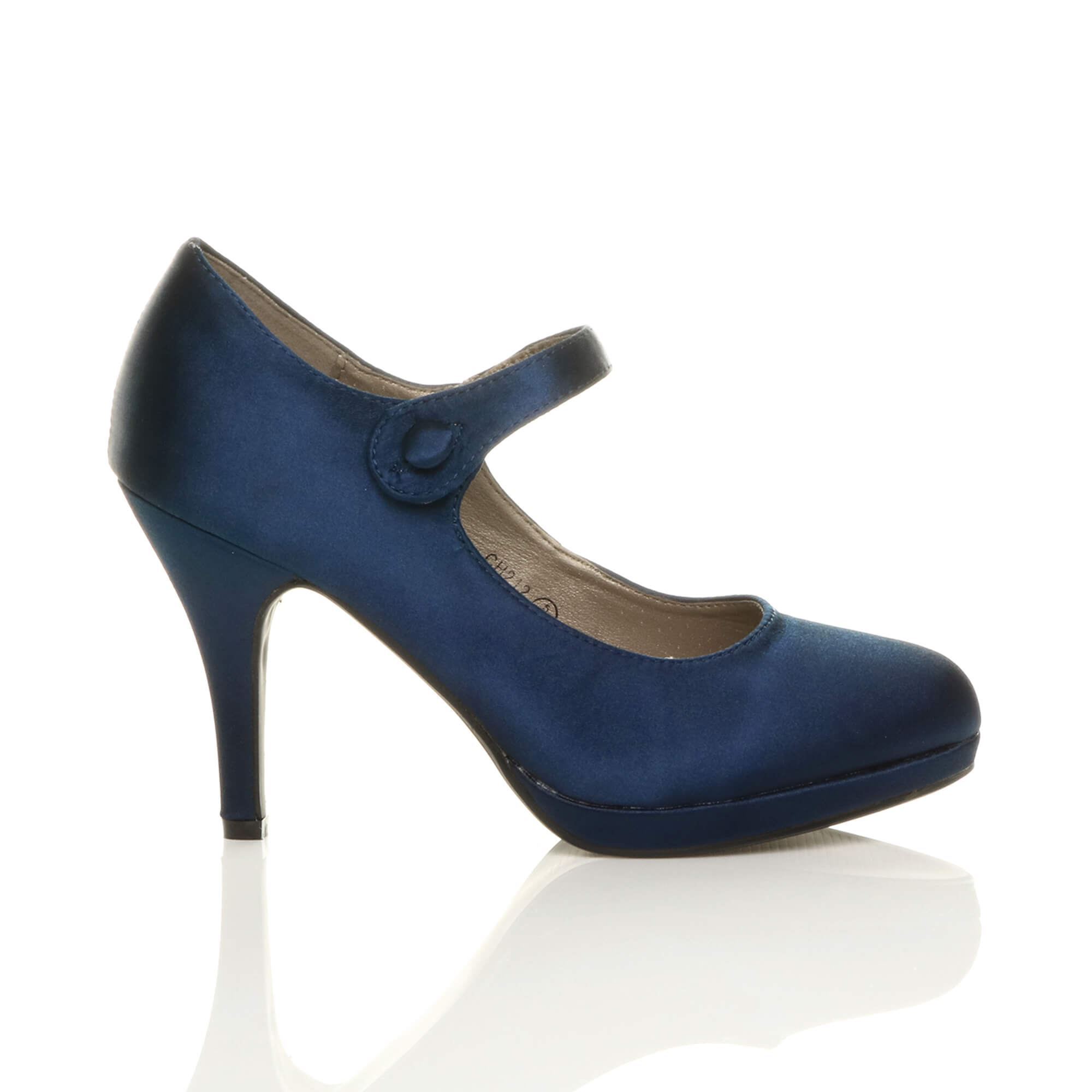 Navy Blue AJVANI Navy Blue High Heel Mary Jane Court Shoes, Image 2 of 6