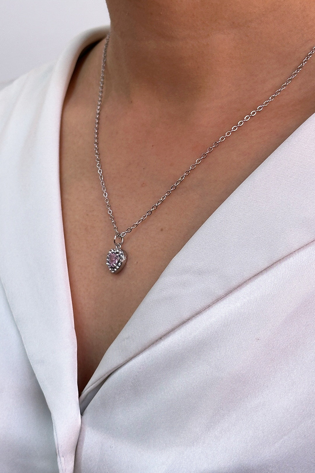 Pink Crystal Heart Pendant Necklace - Gift Boxed, Image 2 of 5