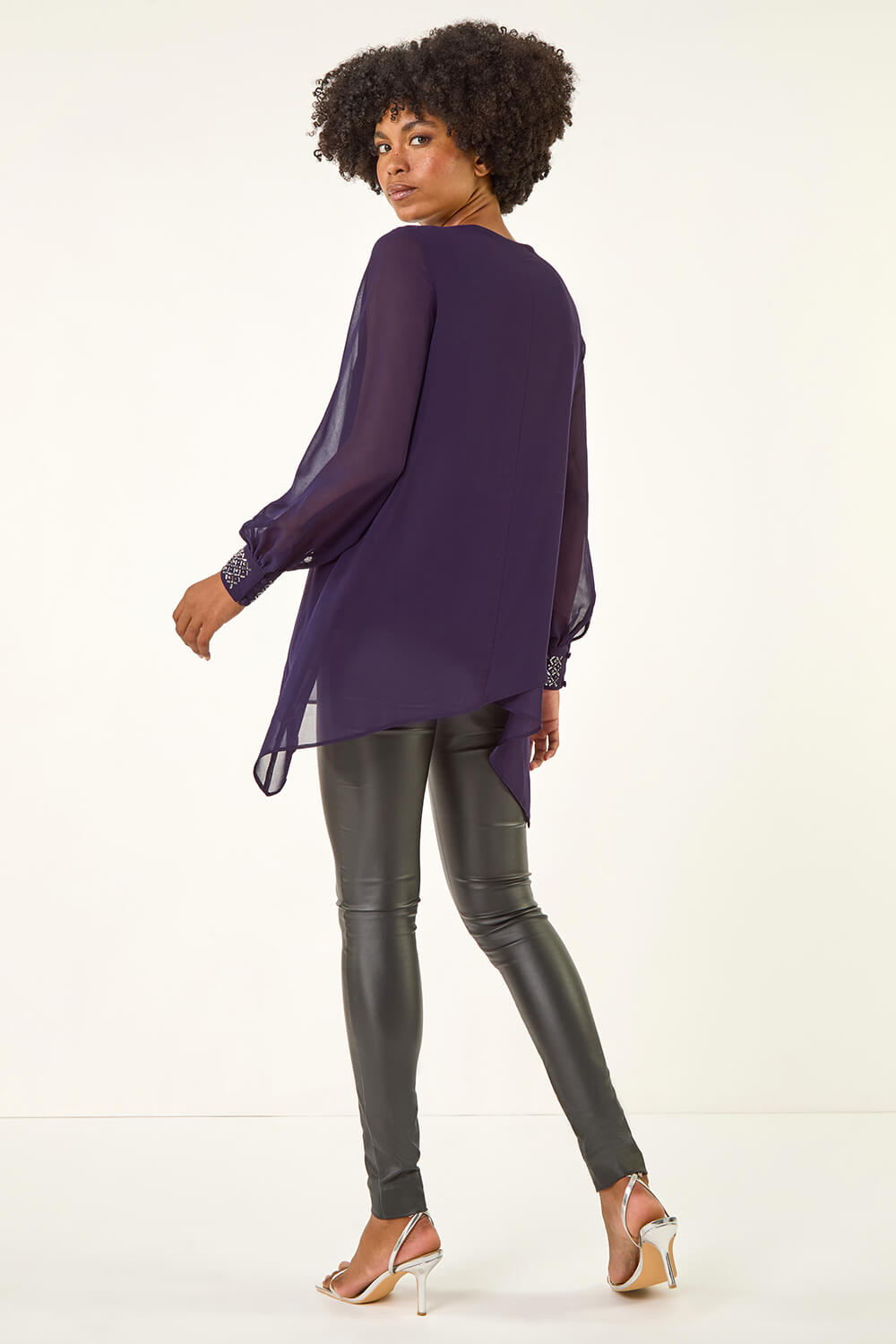 Purple Sparkly Detail Layered Top, Image 4 of 5