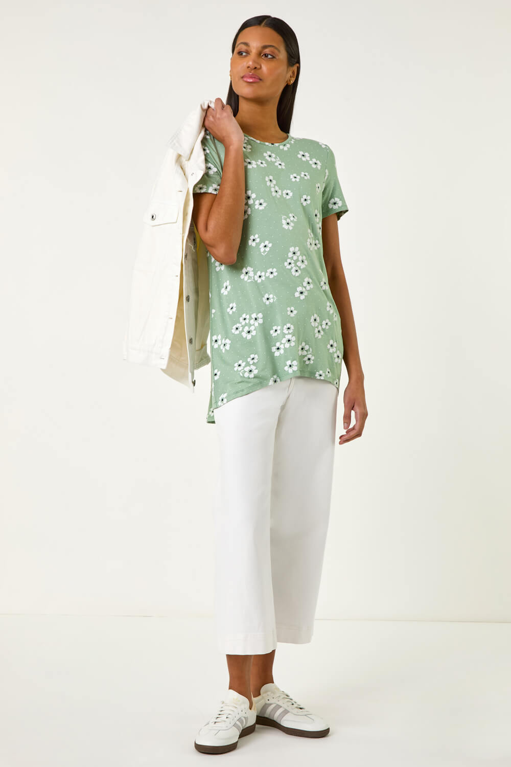 Sage Floral Spot Print Tunic Top, Image 4 of 5