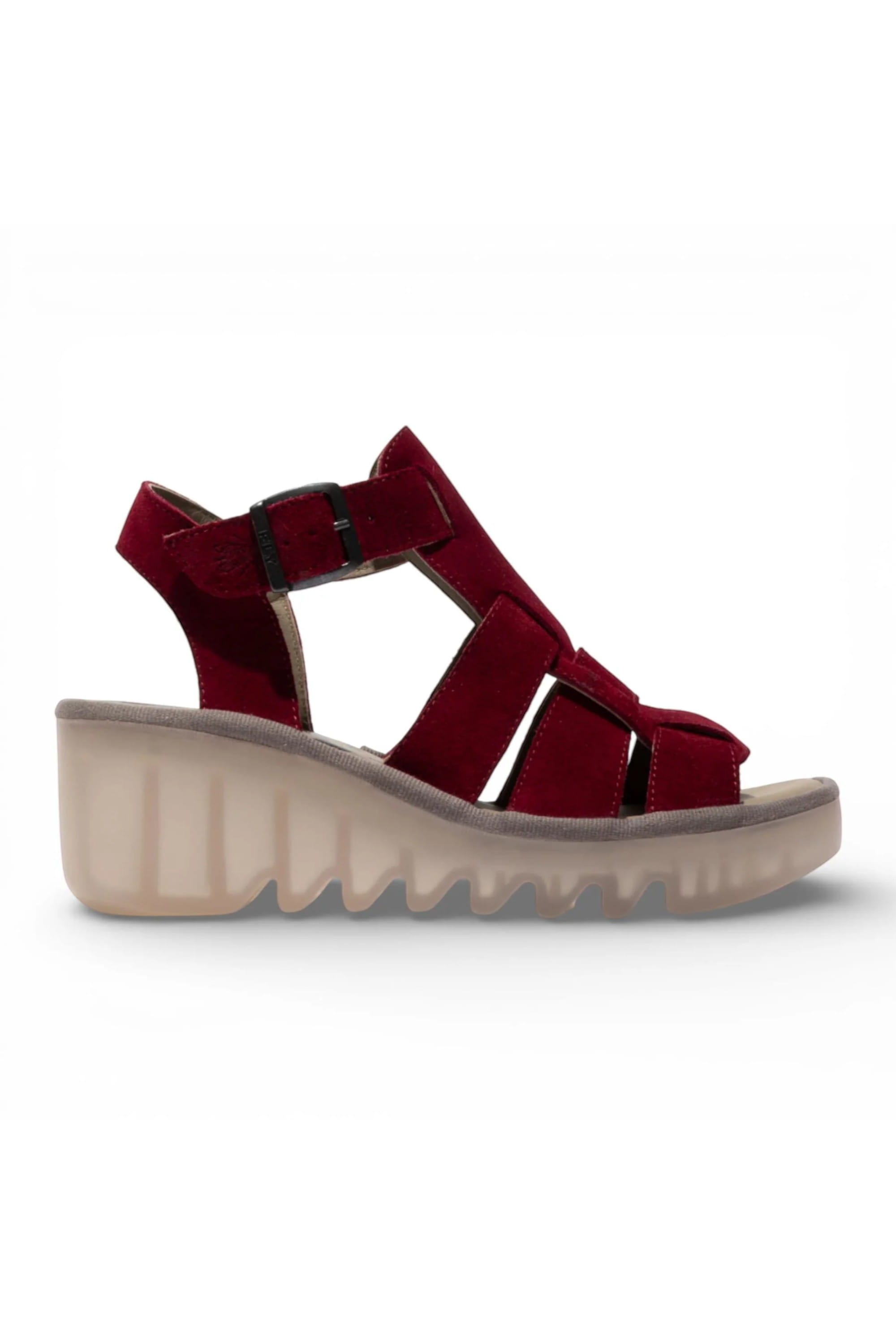 Red Womens Leather Wedge Sandals BAIC621FLY, Image 1 of 5