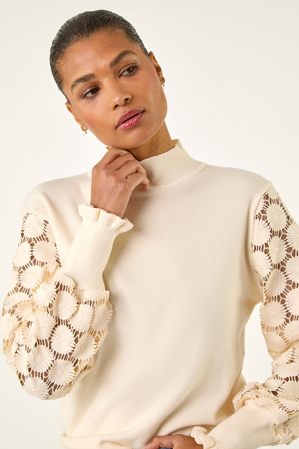 Buy Lipsy Ivory Slash Neck Crochet Broderie Frill Knitted Buy Lipsy Ivory Slash Neck Crochet Broderie Frill Knitted