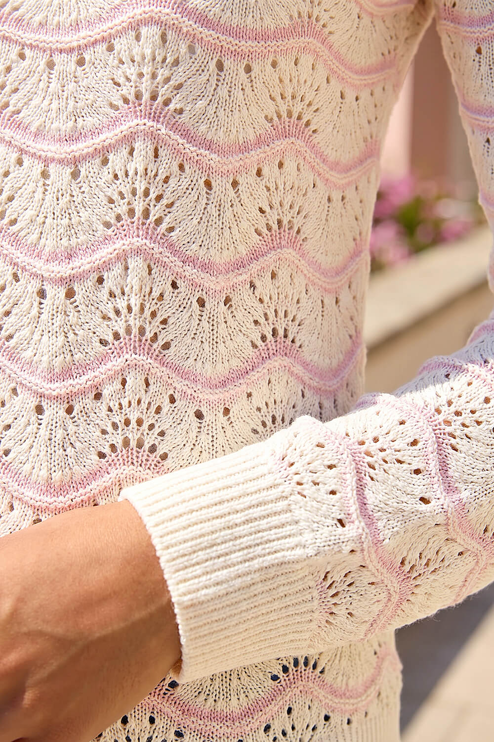 Light Pink Stripe Wave Knit Jumper, Image 5 of 4