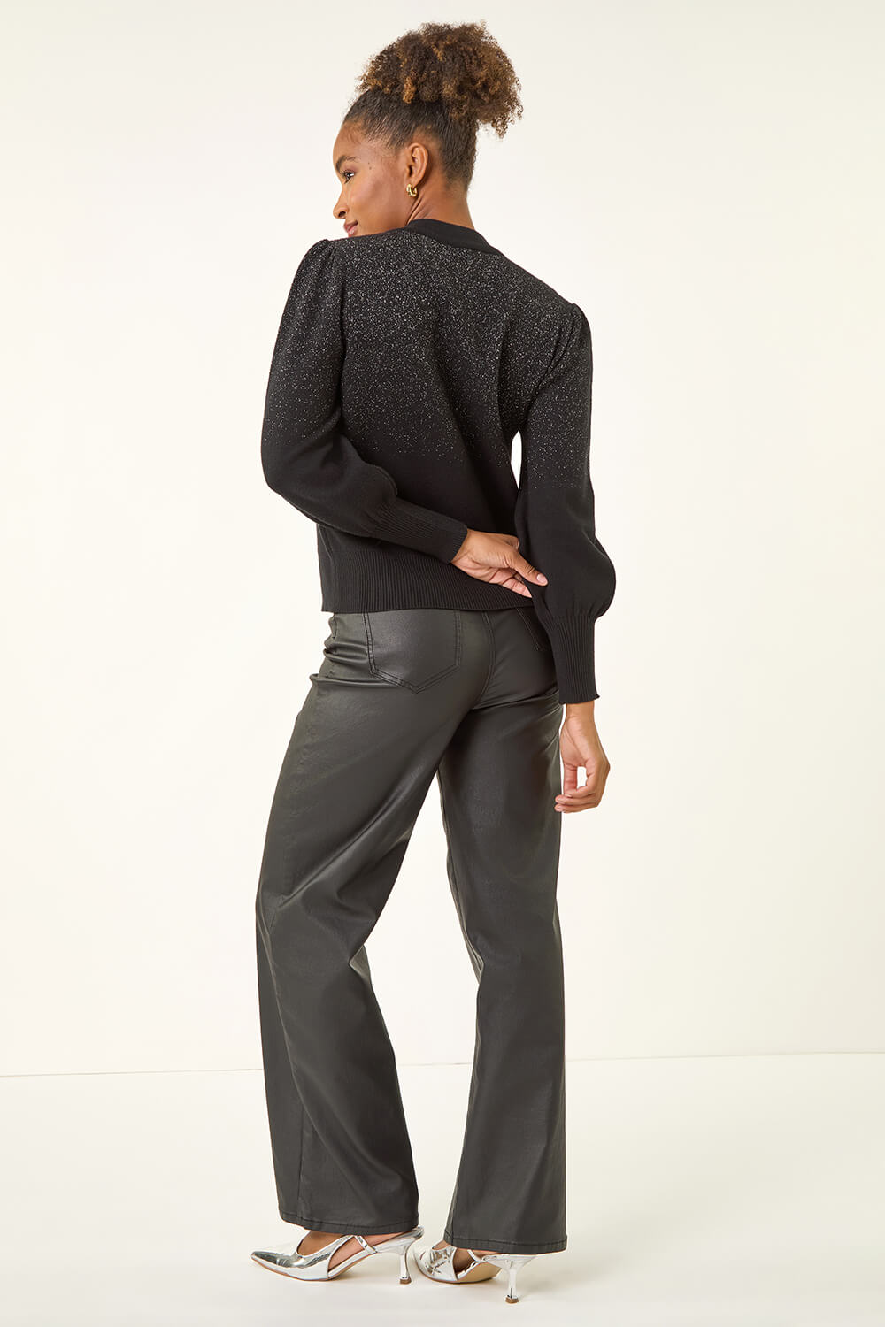 Black Ombre Speckled Knit Jumper, Image 4 of 5