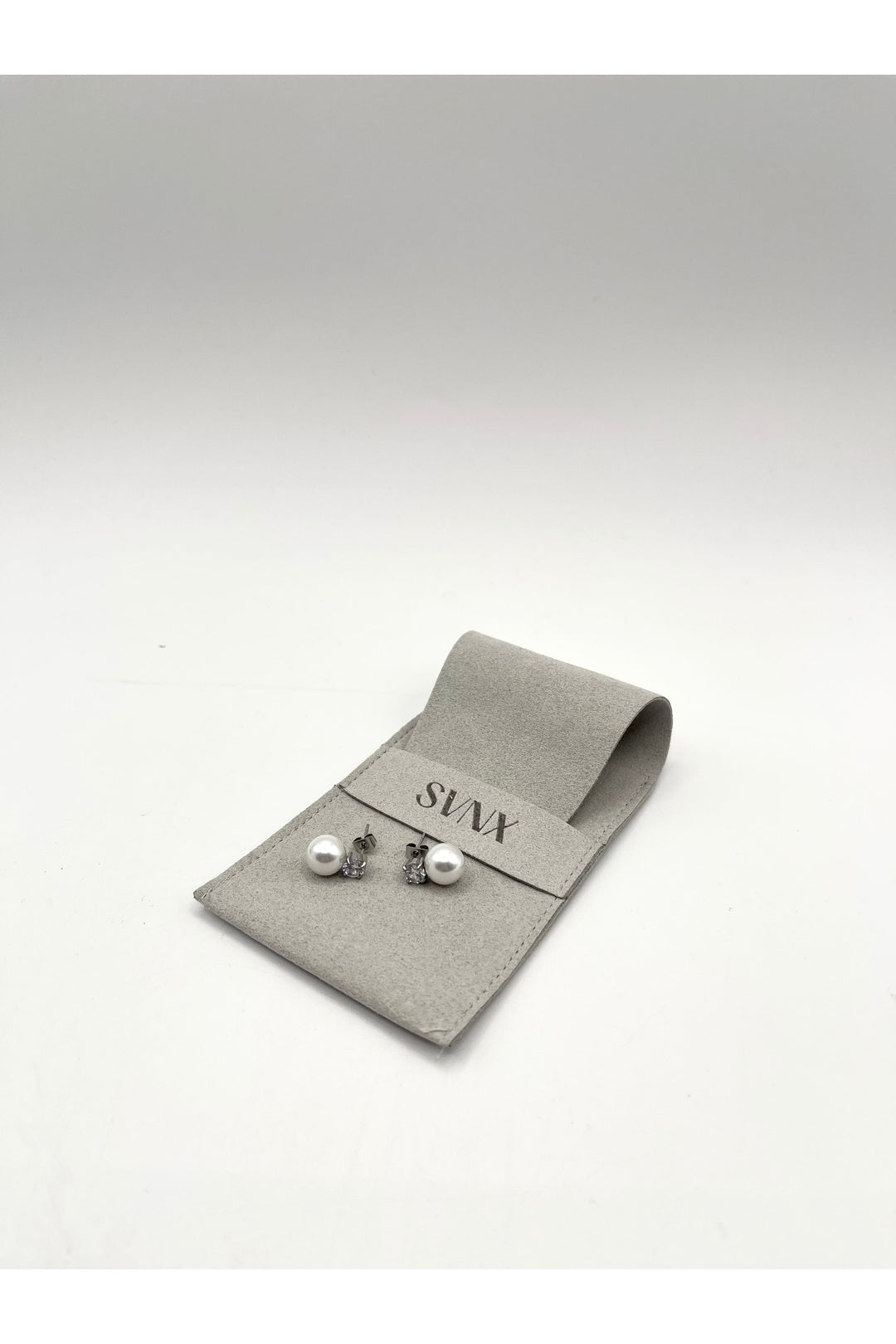 Silver Large Pearl Diamante Earrings in Silver, Image 1 of 3