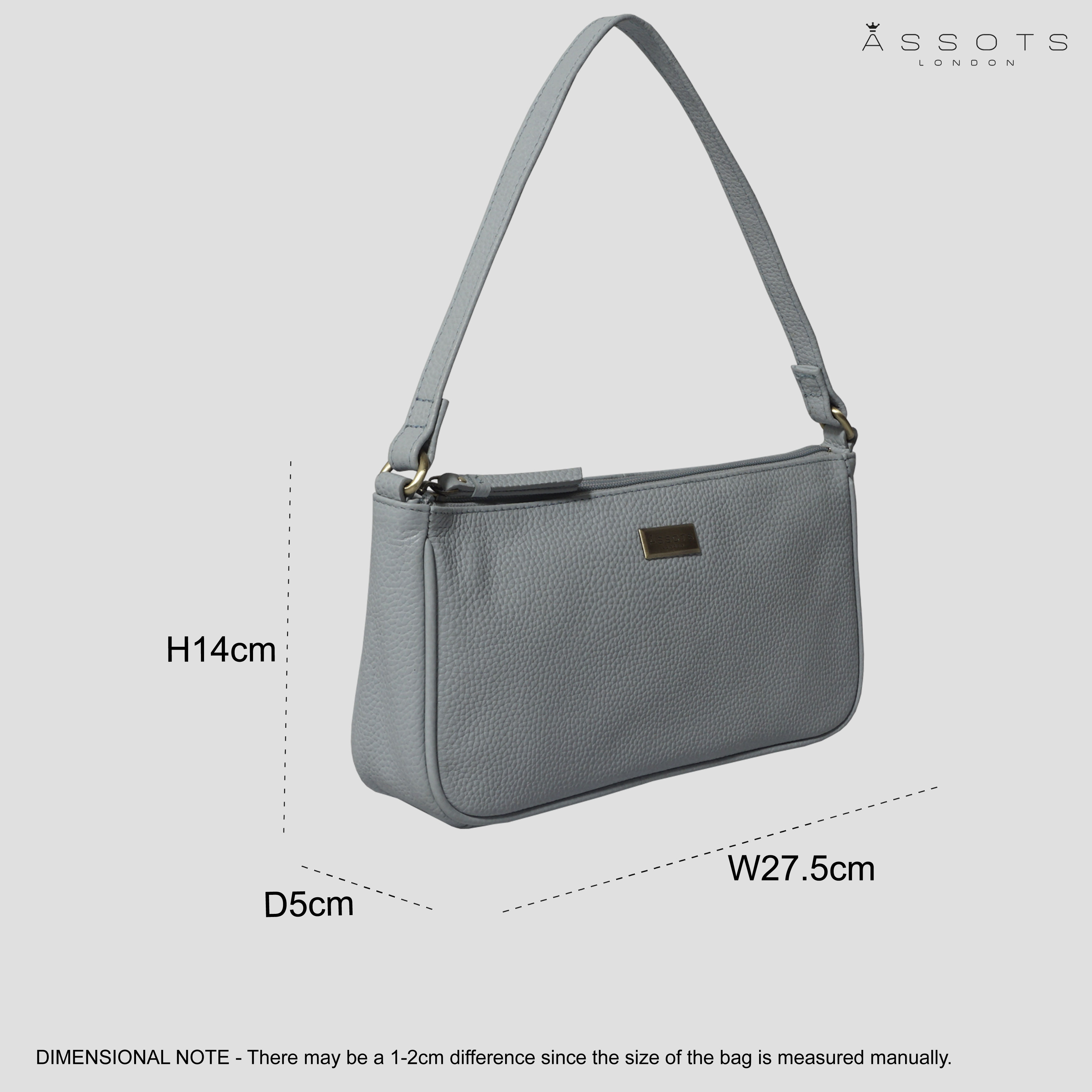 Light Blue 'ZERA' Real Leather Baguette Shoulder Bag, Image 6 of 6
