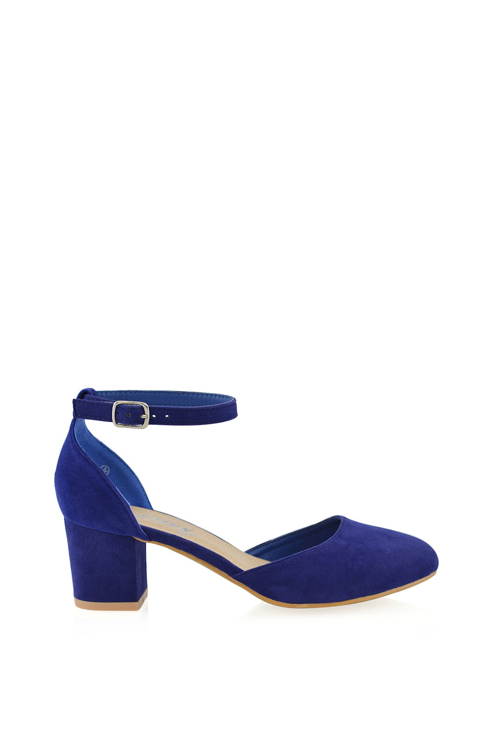 Black 'Billie-May' Chunky Strappy Mid Block High Heels Court Shoes