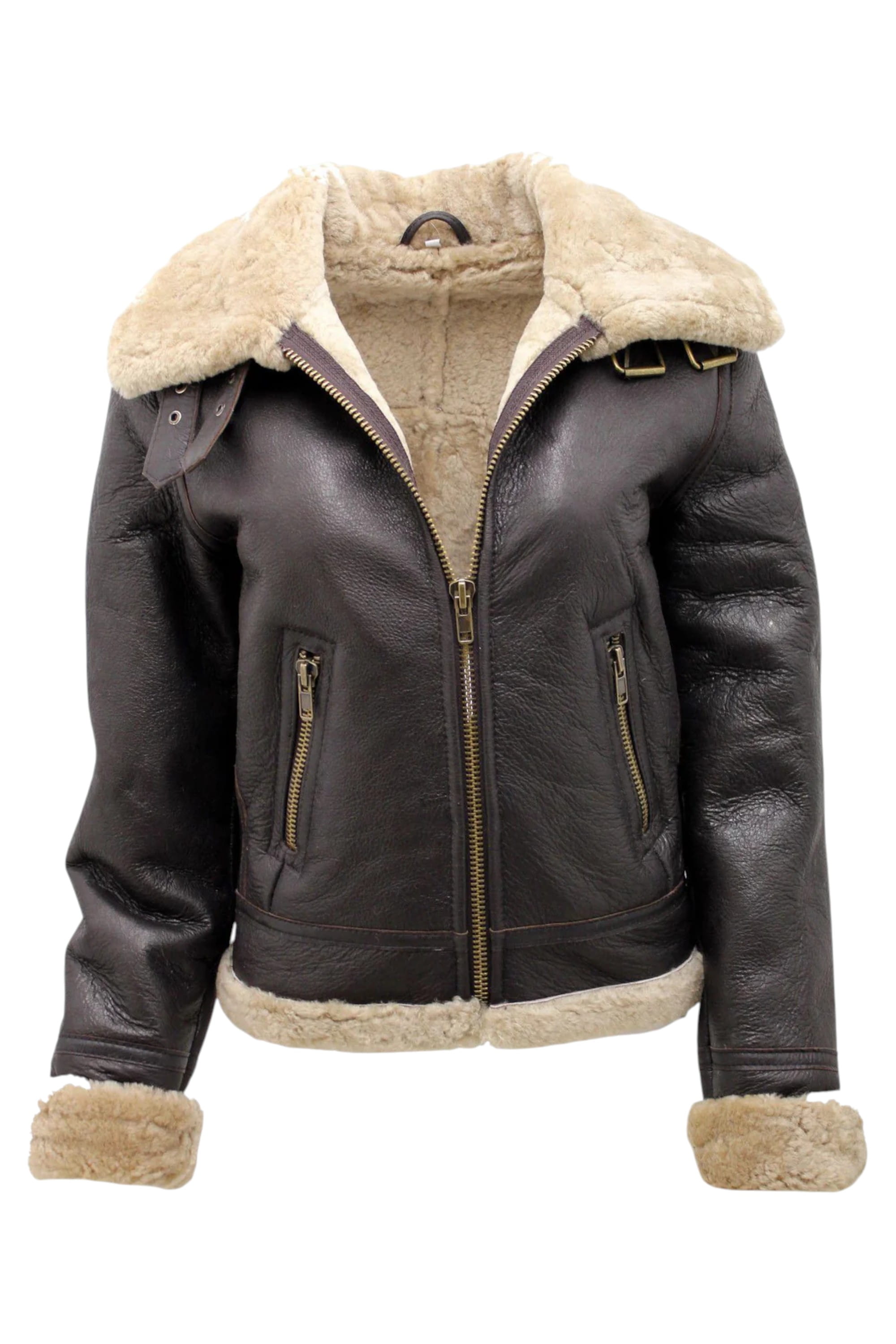 Brown B3 Sheepskin Leather Flying Jacket-Kaysi, Image 3 of 6
